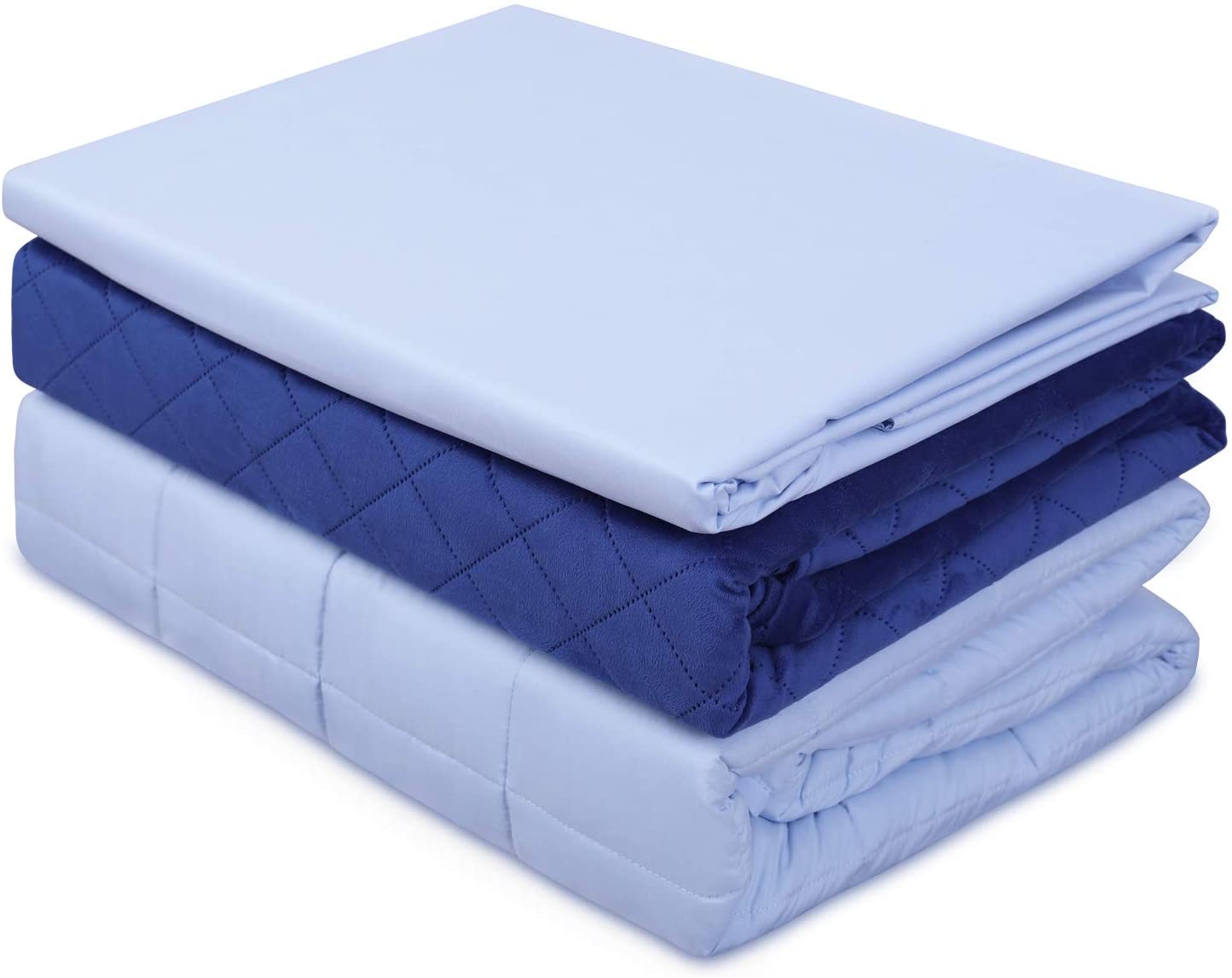 Price:$15.99 Weighted Blanket Kids with 2 Duvet Covers(3 Pieces,7lbs 41"×60",Blue) Cooling Fiber and Warm Minky Duvet Cover Set,Fits Twin Size Bed : Home & Kitchen