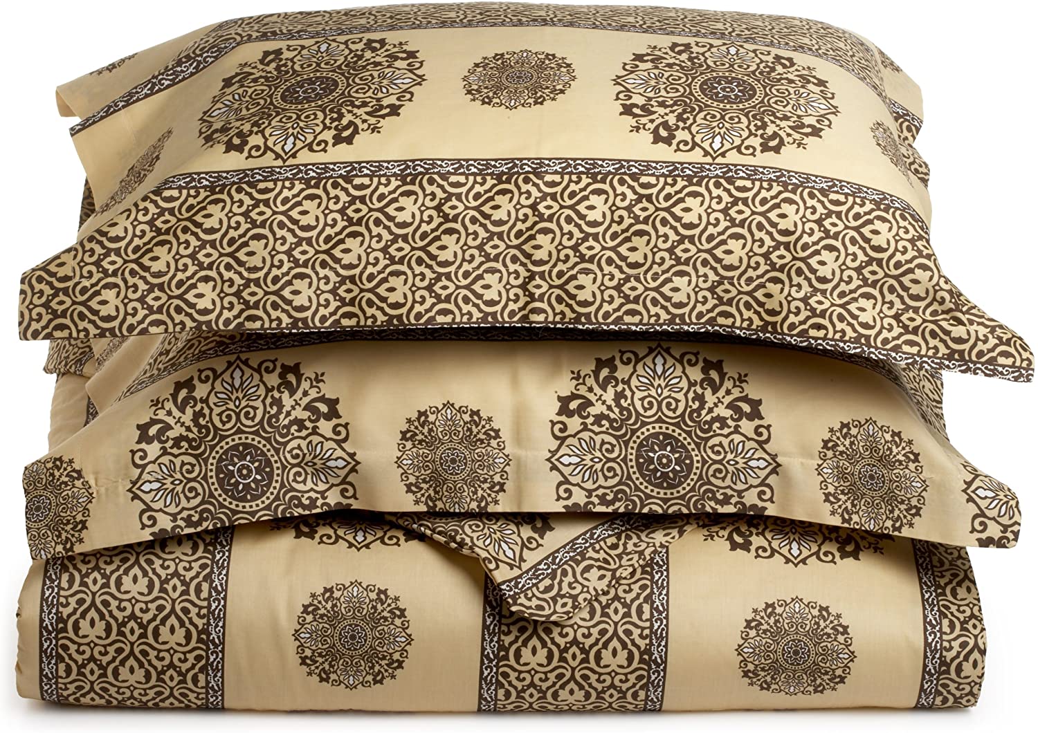 Price:$39.39 Home Regal Collection 300-Thread Count Kristie Medallion Cotton King Duvet Set, Honey : Home & Kitchen