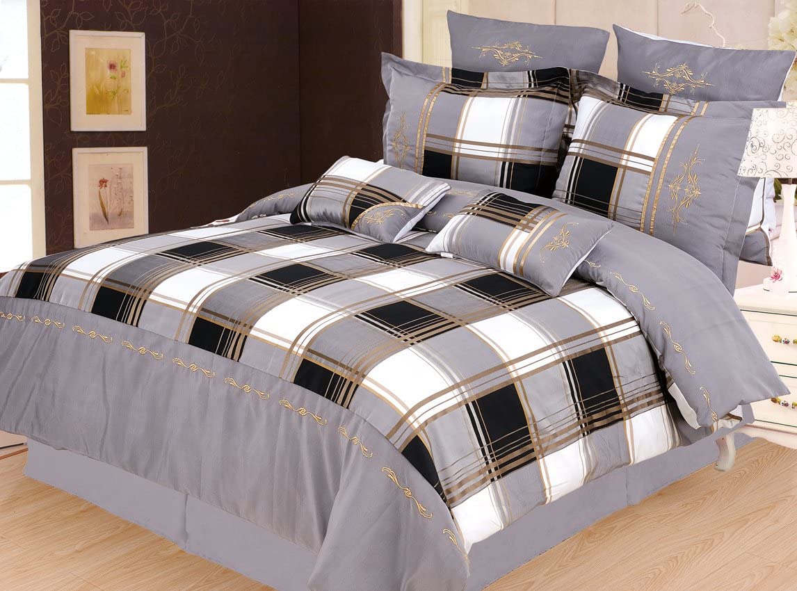 Price:$95.31 7-Piece Duvet Cover Set, King, Grey : Home & Kitchen