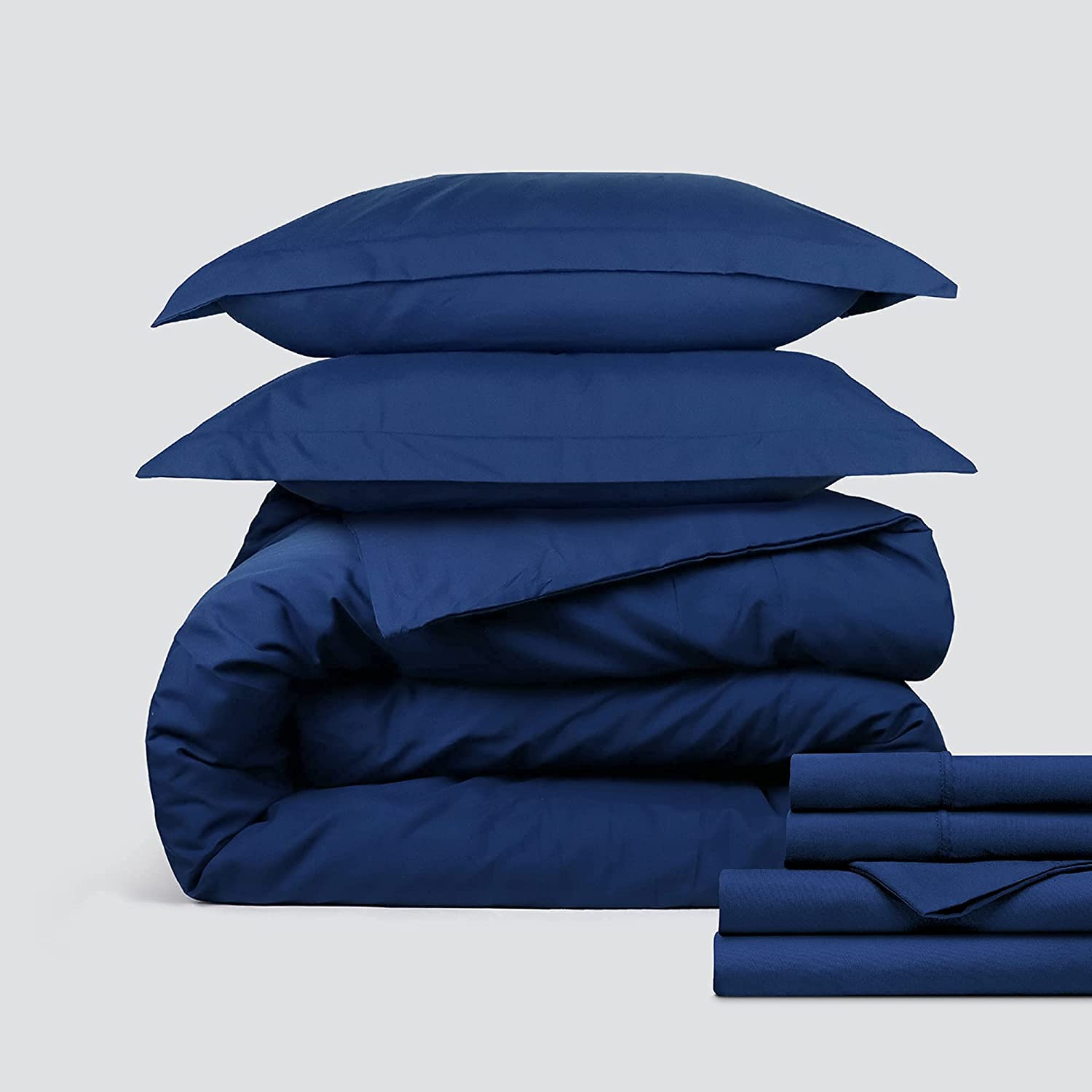 Price:$36.99 Classic Microfiber Bedding Bundle - 4 Piece Sheet Set (King, Navy Blue) & 3 Piece Microfiber Duvet Set (King, Navy Blue) : Home & Kitchen