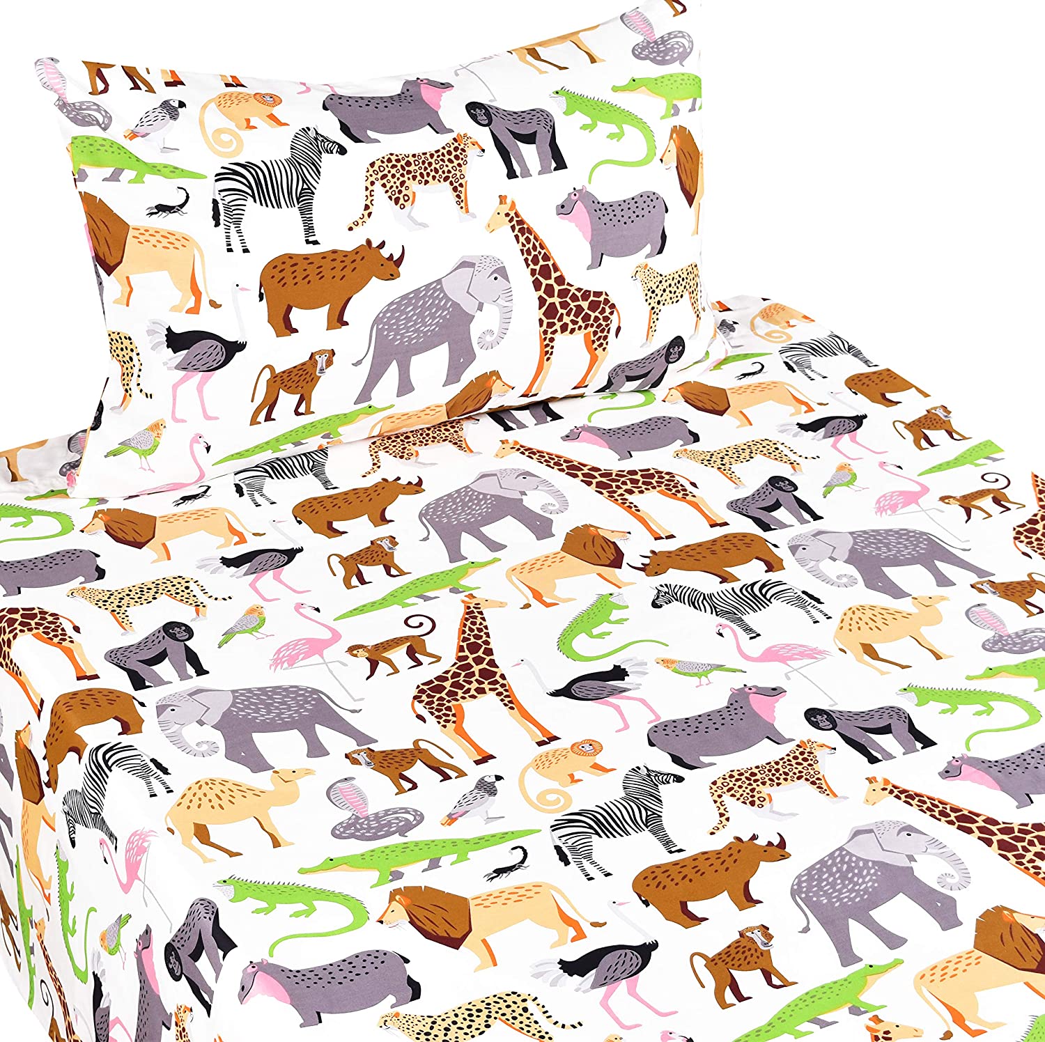 Price:$37.99 Jungle Animals Leopard Ostrich Crocodile Snake Twin Sheet Set Bedroom Decoration Gift, 100% Cotton, Flat Sheet + Fitted Sheet + Pillowcase Bedding Set (Twin, 15) : Home & Kitchen