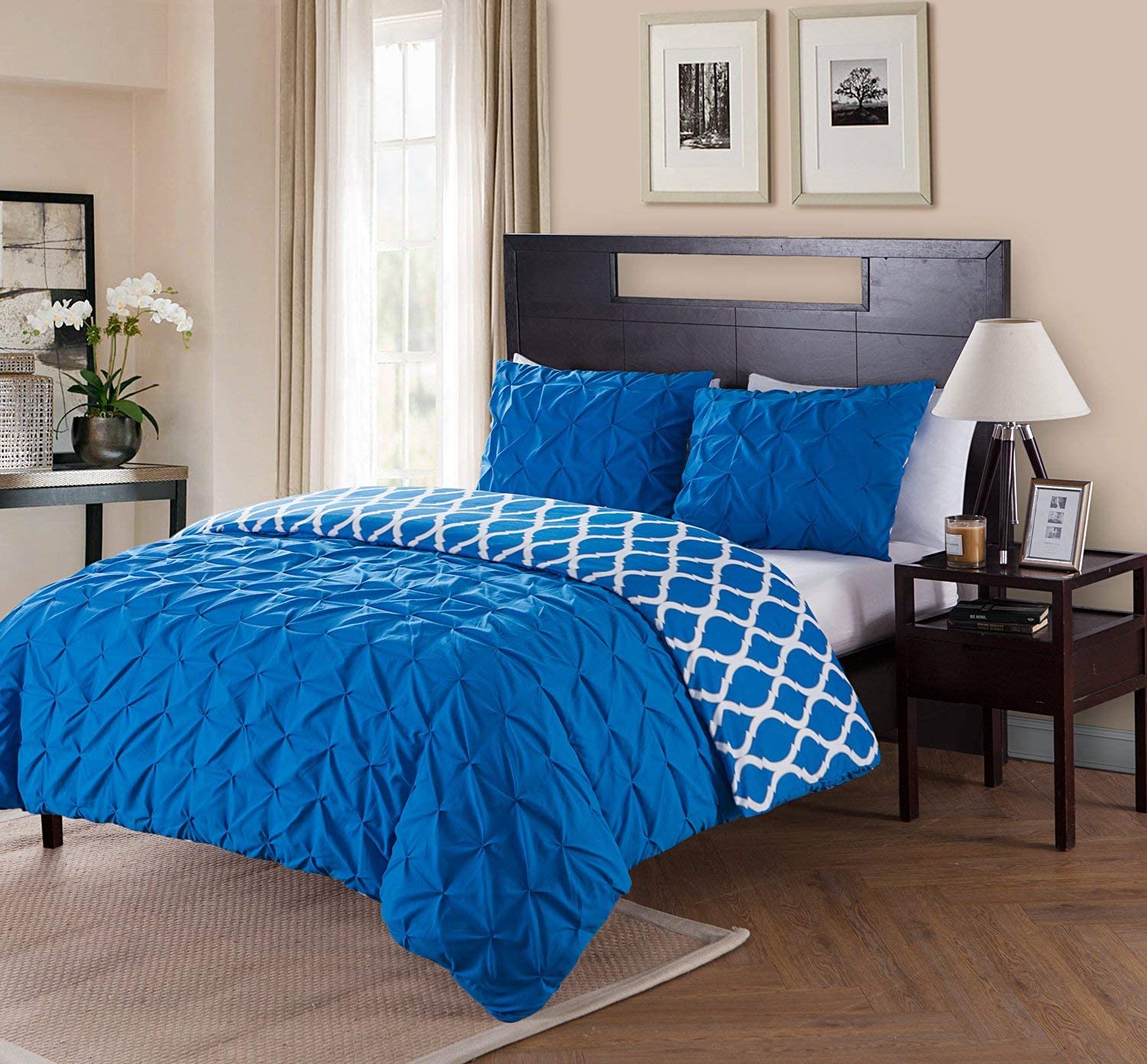 Price:$39.63 Home Scottsdale 3 Piece Microfiber Duvet Cover Set, ULTRA SOFT Reversible Duvet Cover, Wrinkle Resistant Bed Set, Queen, Navy," QUEEN 90" x 90" : Home & Kitchen