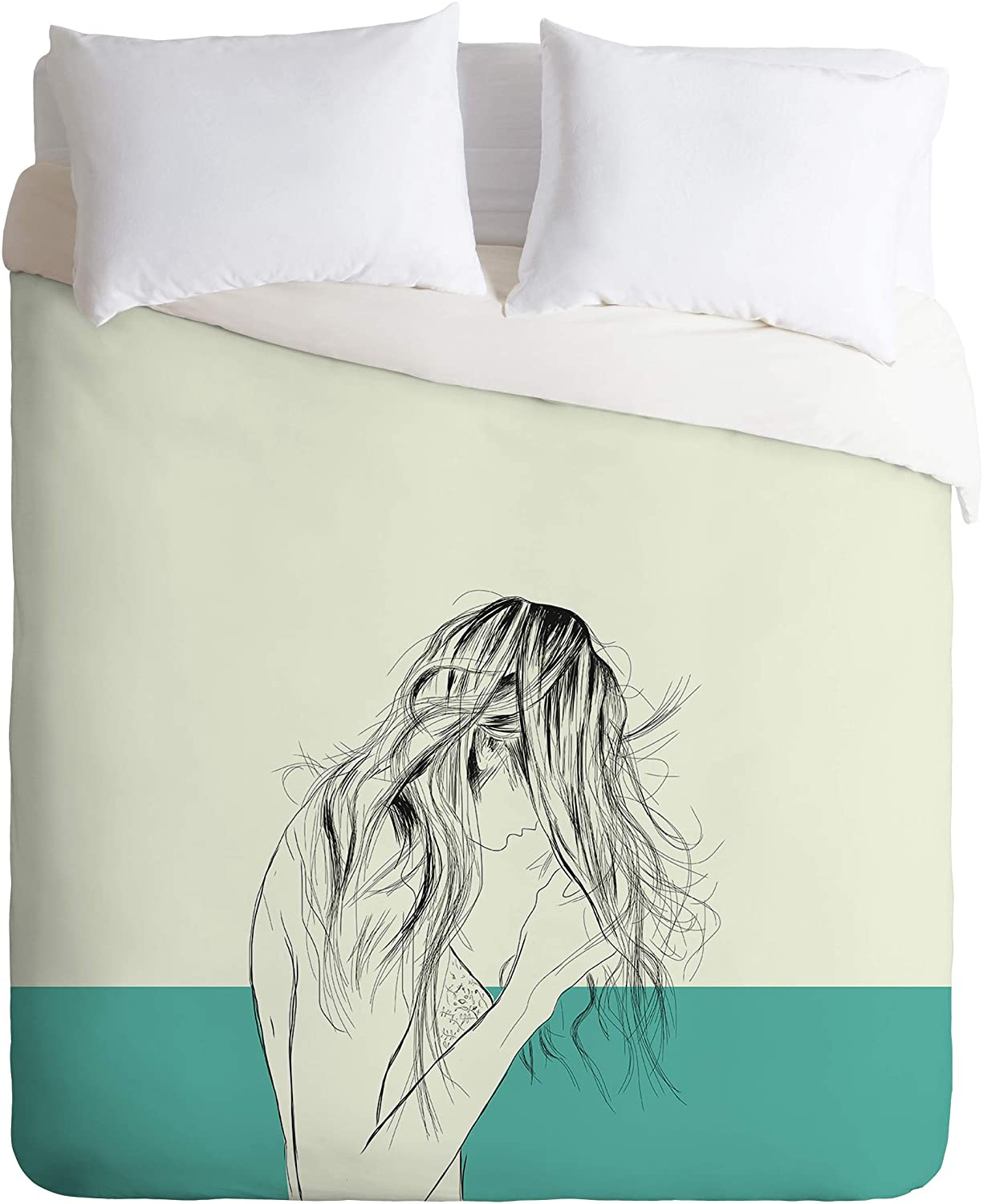 Price:$149.00 62184-dvwseq The Red Wolf Woman Color 8 Duvet Set with Pillowcase(s), Queen/Full, Blue : Home & Kitchen