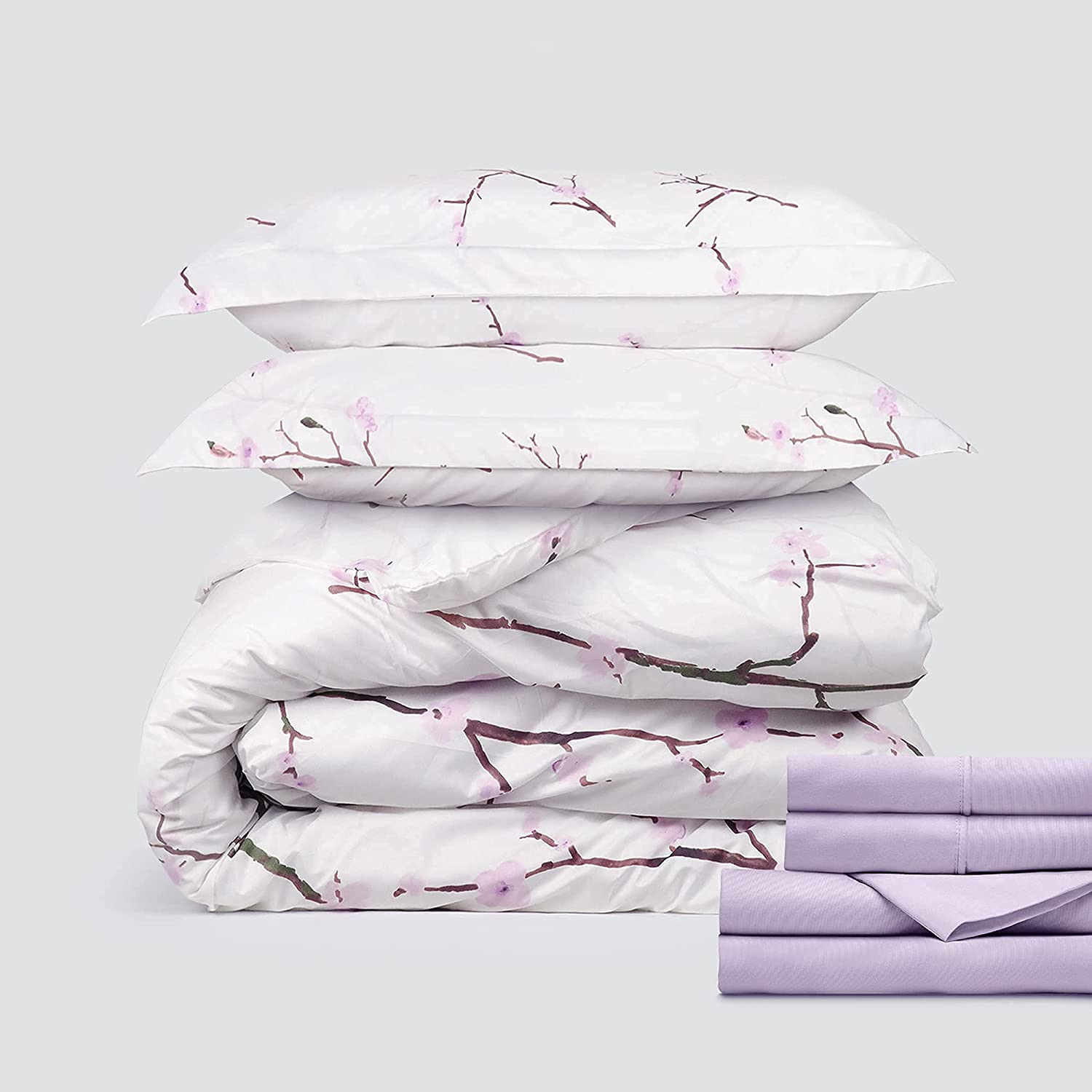 Price:$34.15 Classic Microfiber Bedding Bundle - 4 Piece Sheet Set (Queen, Lavender) & 3 Piece Microfiber Duvet Set (Queen, Floral - Lavender) : Home & Kitchen