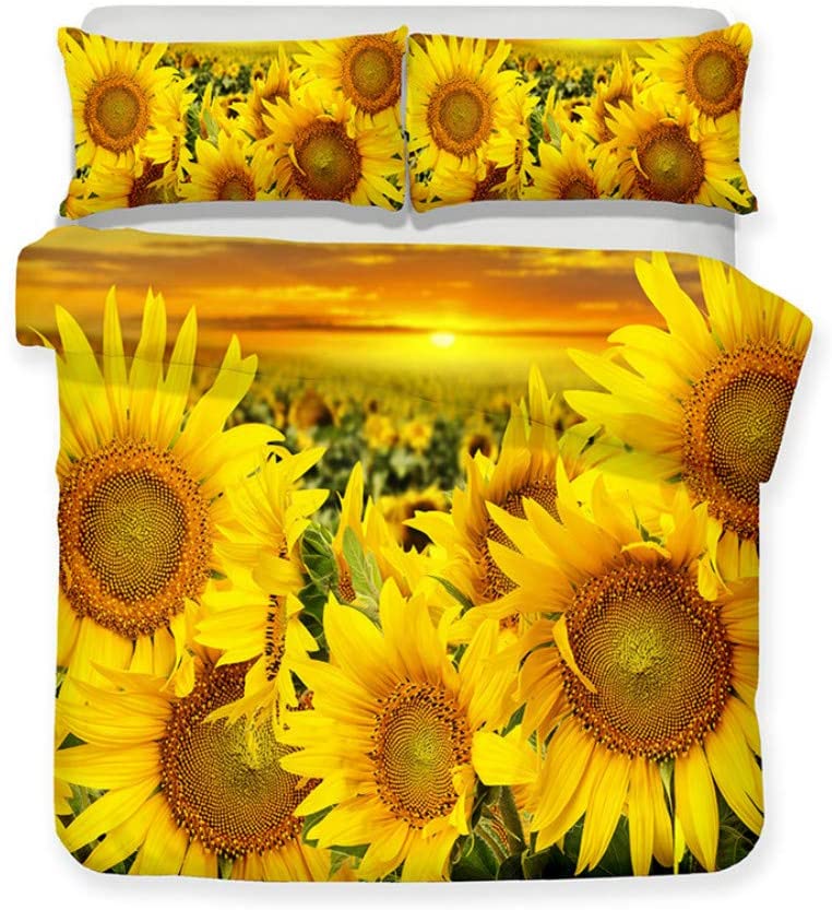 Price:$13.24 3D Bedding Set Full King Sunflower Print Duvet Cover Set Bedclothes with Pillowcase Home Textiles Twin Queen Quilt Cover (Only Two 50x75cm Pillowcases) : Home & Kitchen