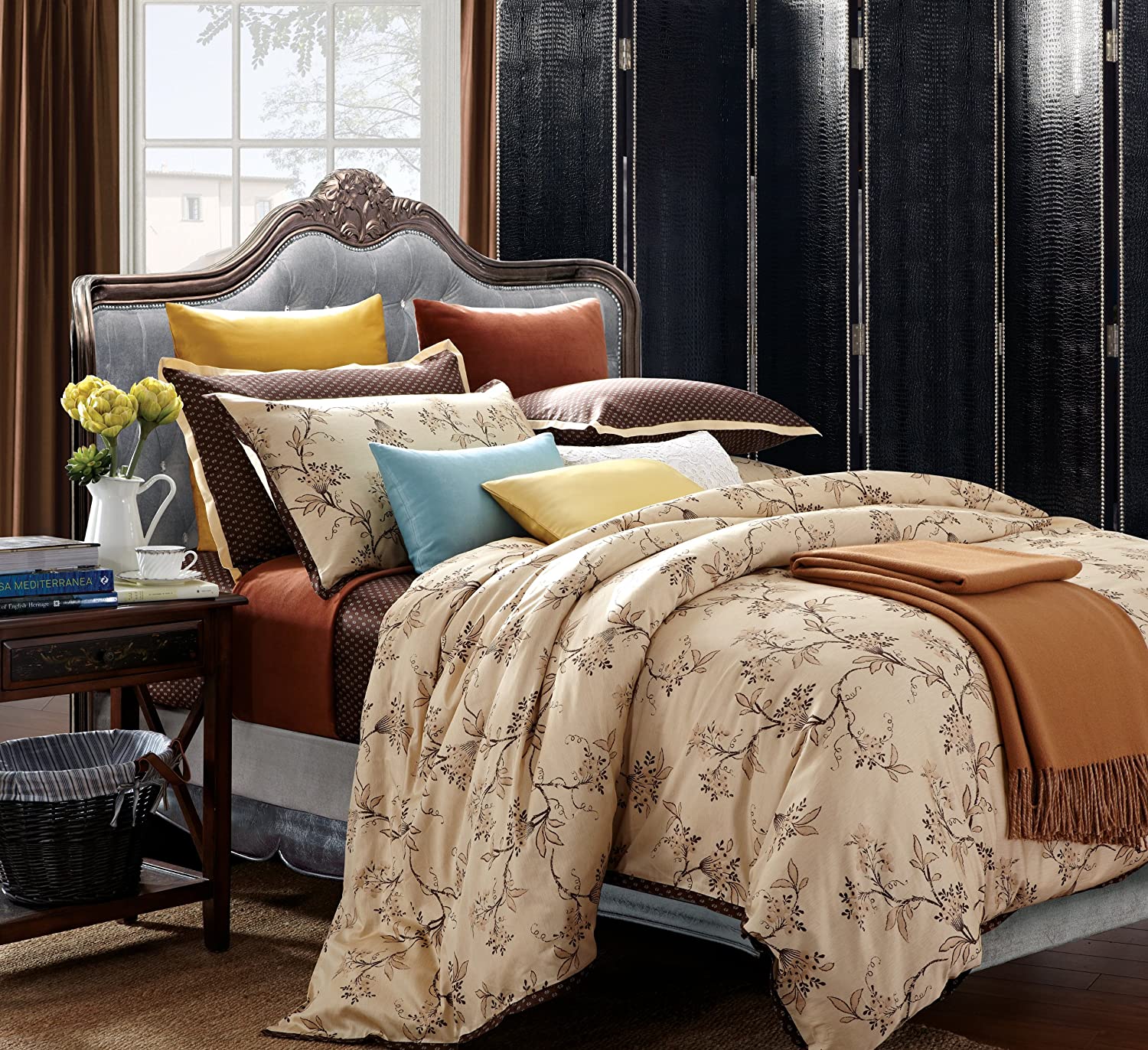 Price:$119.82 Asian Garden 300 Thread Count 100-Percent Cotton 7-Piece Duvet Set, King : Home & Kitchen