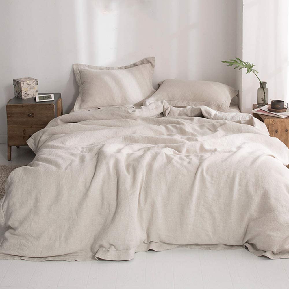 Price:$289.99 100% Linen Duvet Cover Set with Embroidered Border, Queen Size Farmhouse Bedding Set+1 Piece Mulberry Silk Comforter : Home & Kitchen