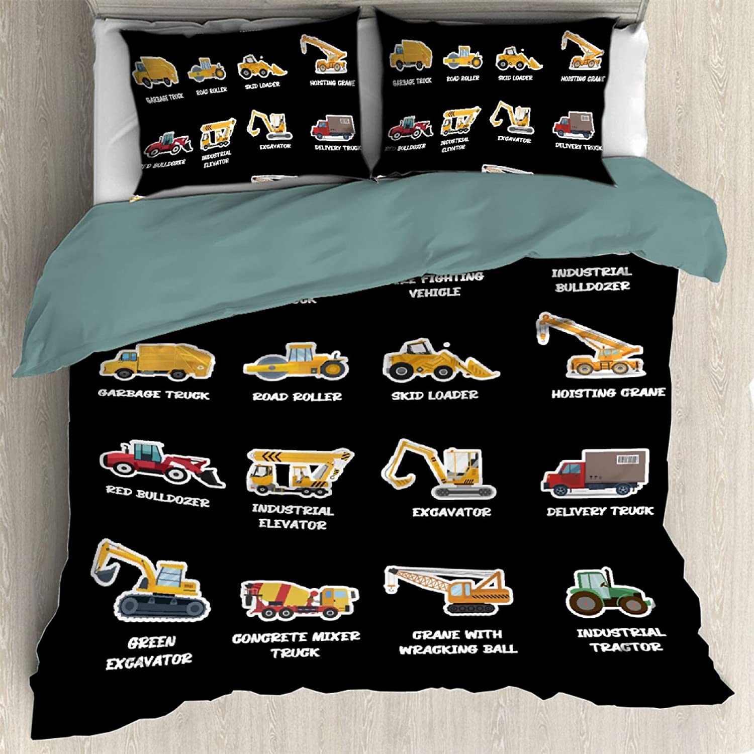 Price:$79.95 Trucks Construction Garbage Bulldozer Cartoon Car Duvet Cover Twin 68 x 87 in Ultra Soft Washed Microfiber Comforter Cover Sets 3 Pieces (1 Duvet Cover + 2 Pillow Shams) : Everything Else