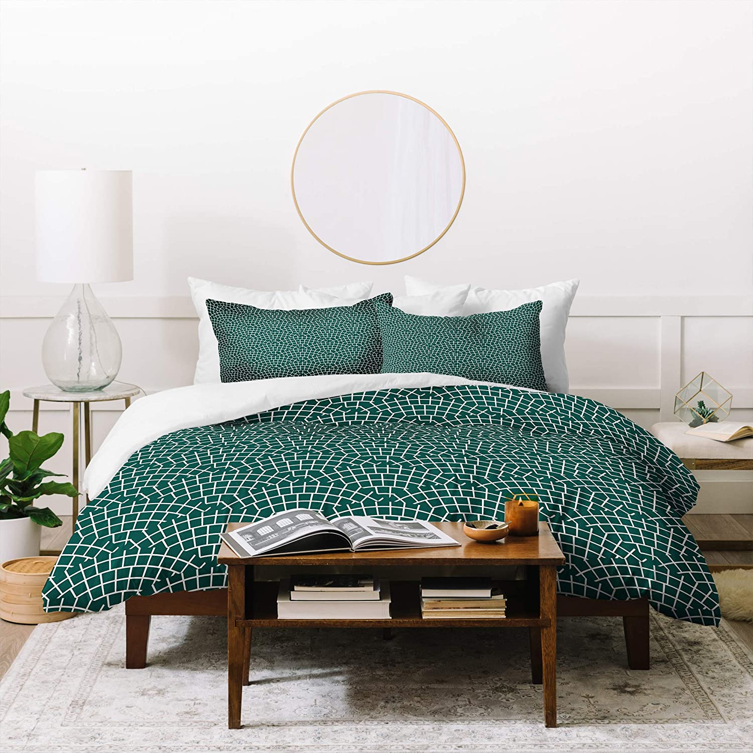 Price:$177.24 Designs Holli Zollinger Mosaic Scallop Marine Duvet Set with Two Pillow Shams, Full/Queen, Green : Everything Else