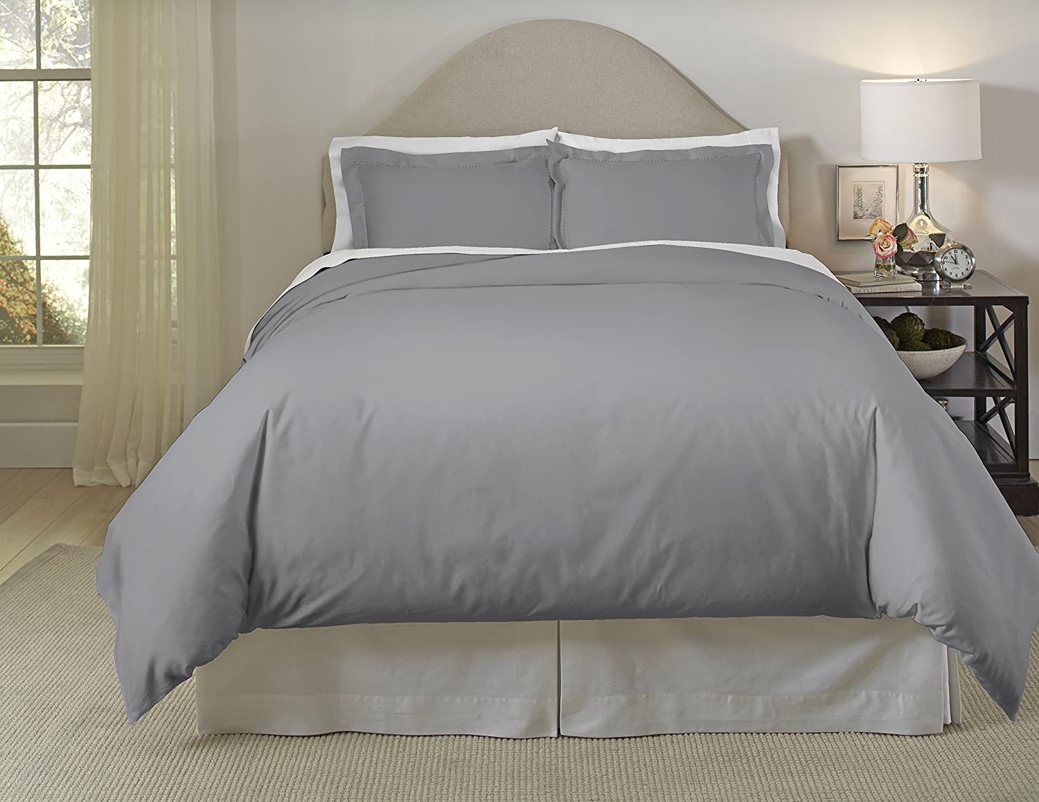 Price:$49.73 410TC Long Staple Cotton Oversized Duvet Set, Twin/Twin X-Large, Medium Gray : Home & Kitchen
