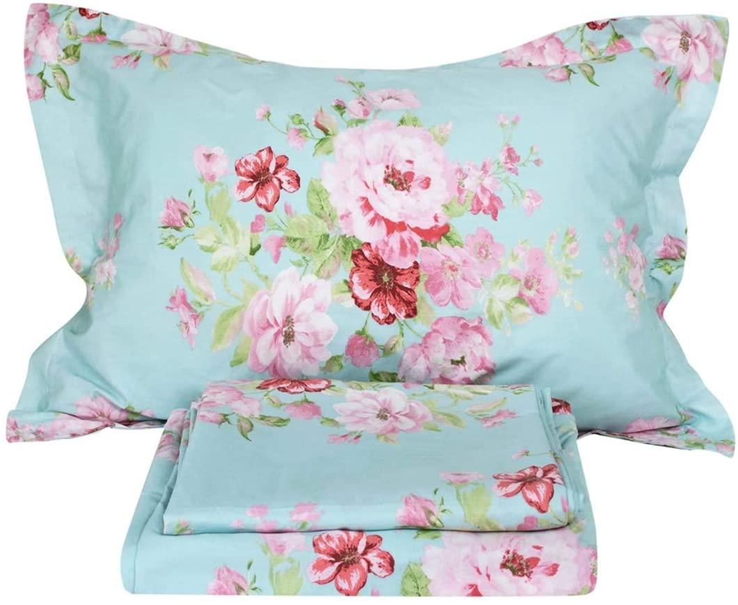 Price:$99.98 Floral Sheet Set Cal King, Farmhouse Bedding Extra Soft 100% Cotton Pink Flower Hypoallergenic Bedding Sheet, 4-Pieces California King Size : Home & Kitchen