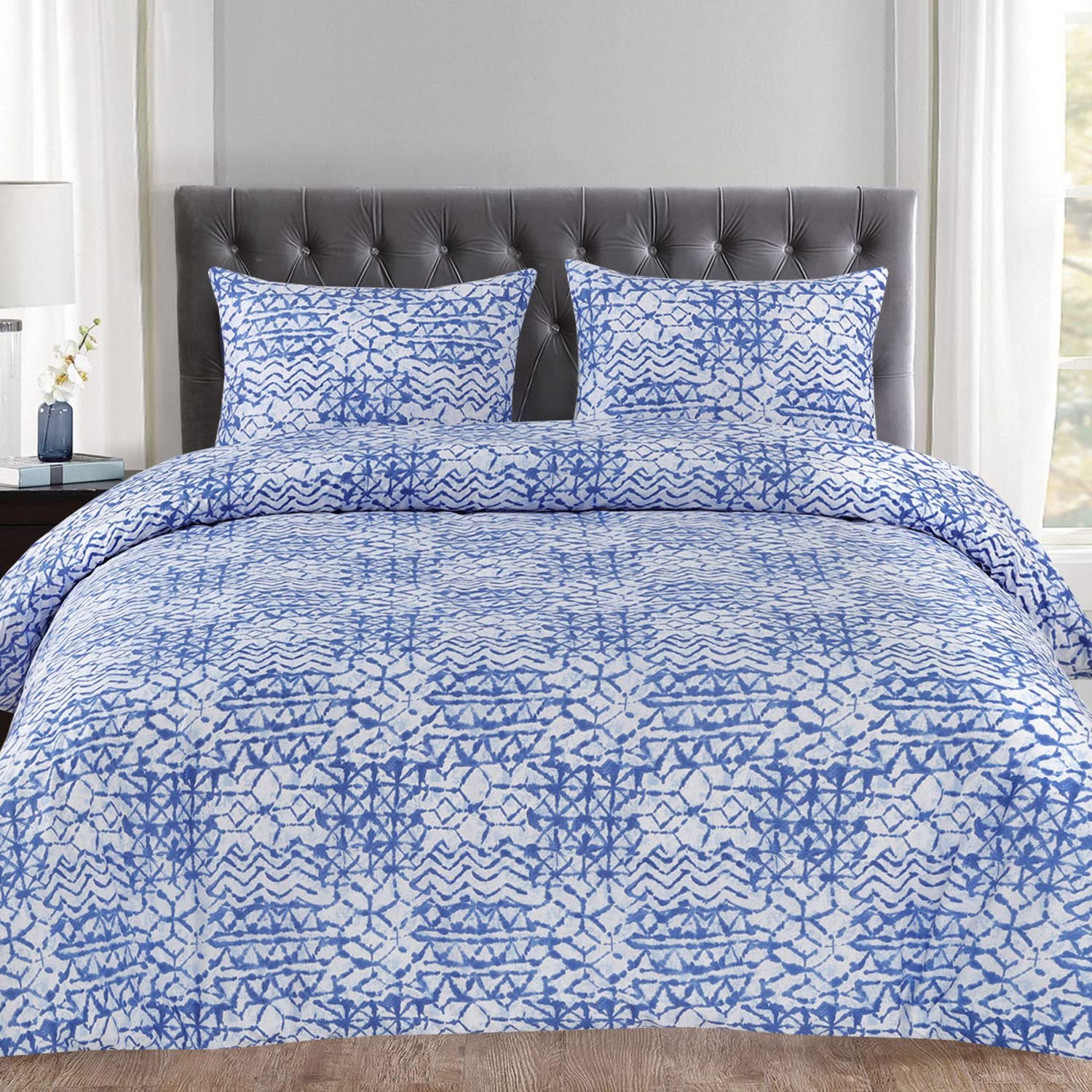 Price:$19.99 Home Collection McKenzie Geometric Pattern Duvet Cover 3 Piece Set Unique Stylish, Full/Queen, Blue : Home & Kitchen