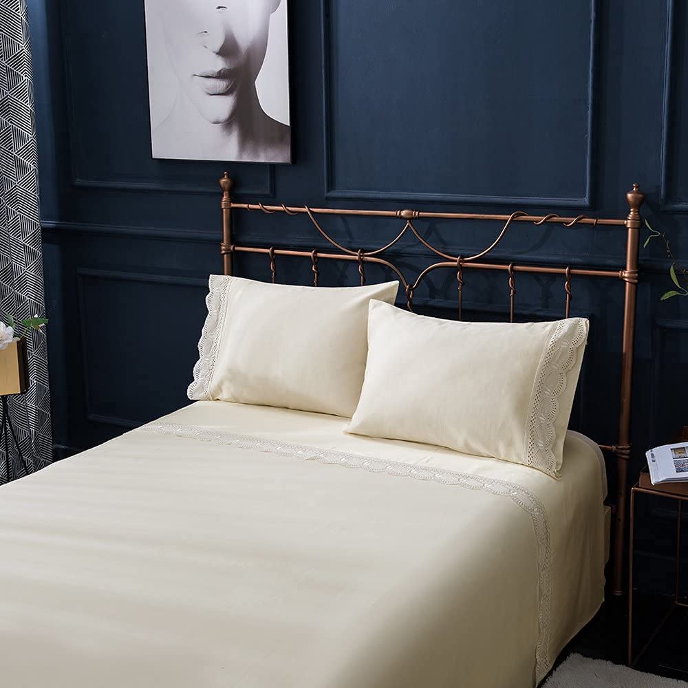 Price:$105.99 Waffle Duvet Cover Set Bundle with Lace Sheet Set King Size : Home & Kitchen