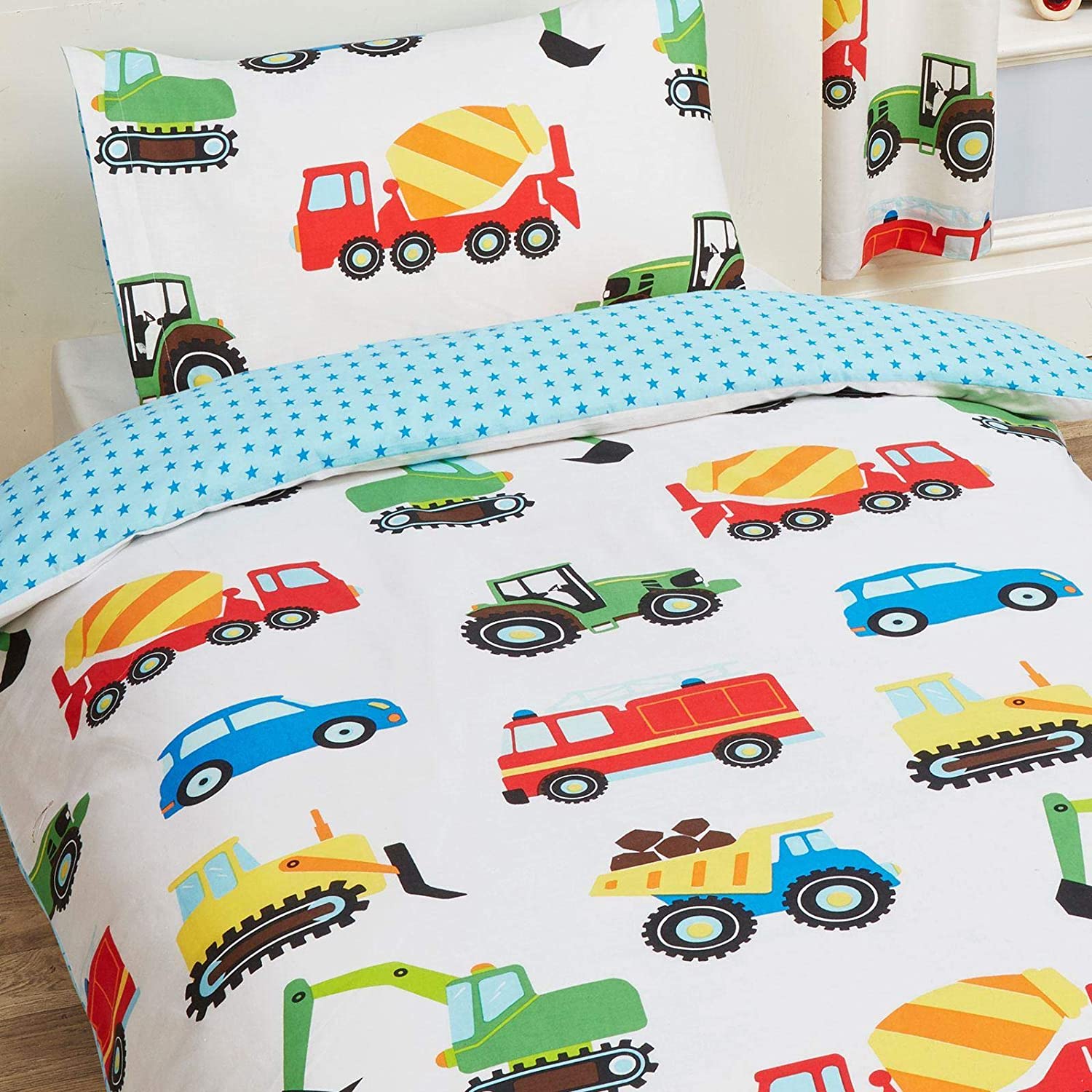 Price:$26.99 Right Home Trucks and Transport Single Duvet Cover and Pillowcase Set : Home & Kitchen