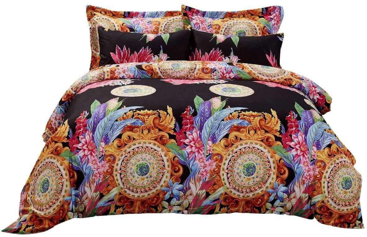Price:$109.00 Mela DM712Q Queen Size Duvet Cover Set, Black Multi : Home & Kitchen