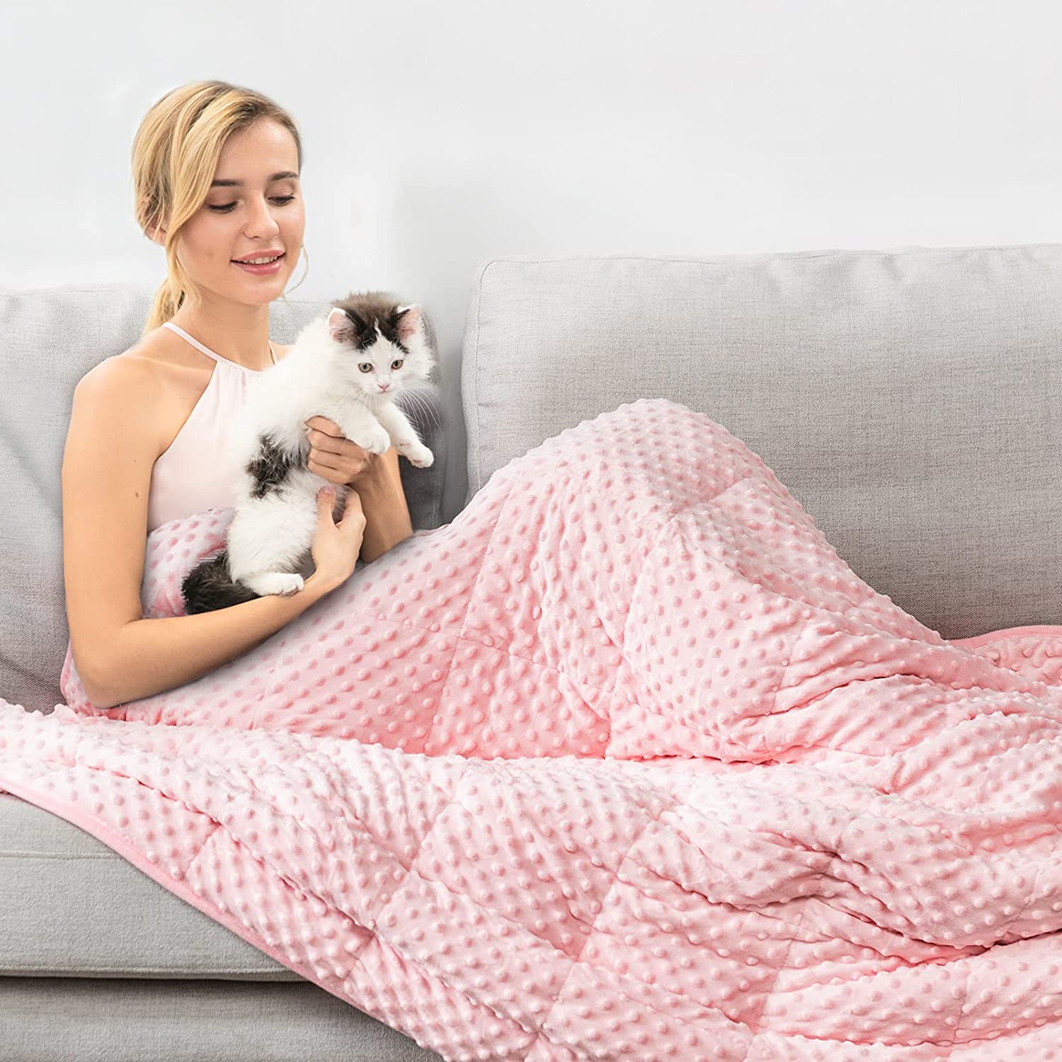 Price:$105.00 Minky Dot Weighted Blanket Bundle with Faux Fur Duvet Cover Sets : Home & Kitchen