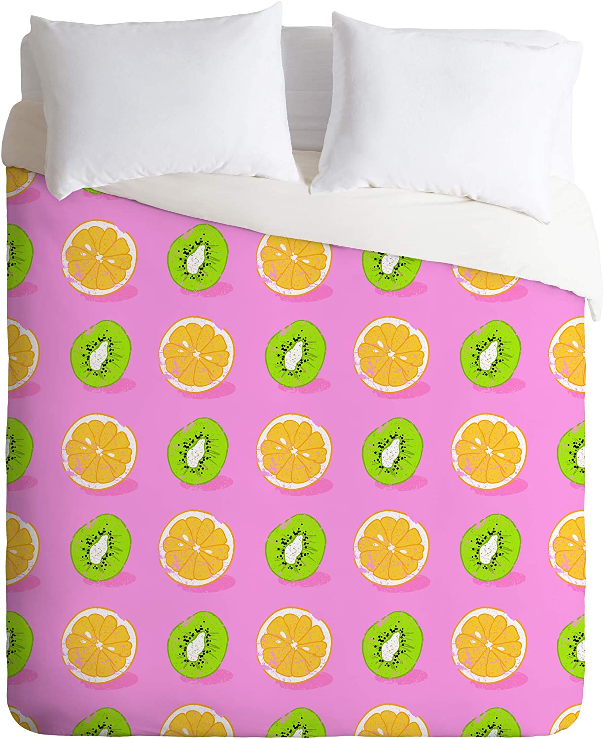 Price:$179.00 64299-dvqsek Evgenia Chuvardina Orange and Kiwi Duvet Set with Pillowcase(s), King, Pink : Home & Kitchen