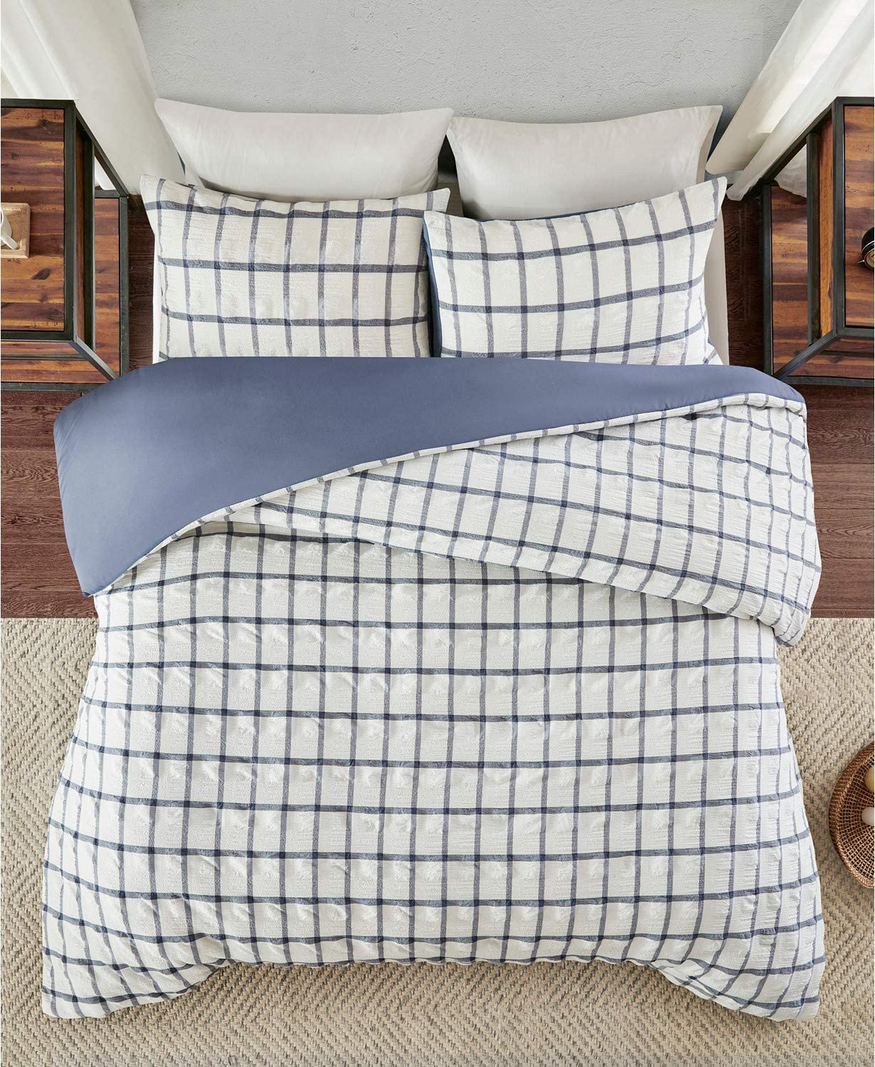 Price:$95.00 Park Kinney 3 Piece Yarn Dye Polyester Seersucker Duvet Cover Set King/Cal King : Home & Kitchen