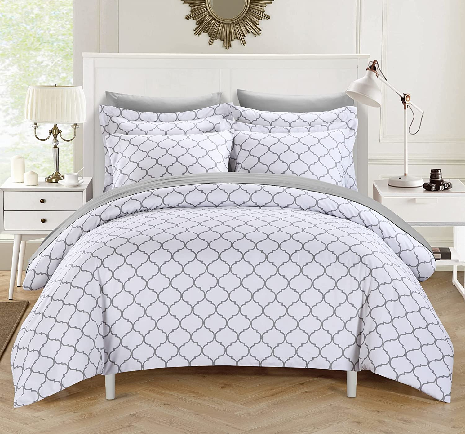 Price:$34.72 Home 2 Piece Brooklyn Geometric Diamond Printed Reversible Duvet Cover Set, Twin, Grey : Home & Kitchen