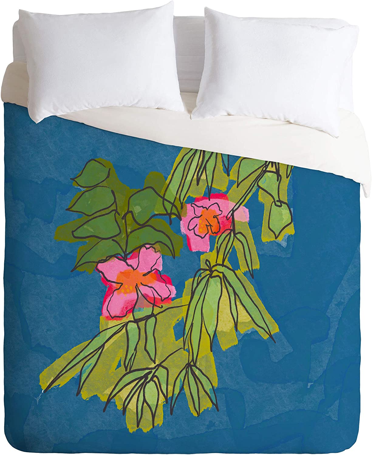 Price:$179.00 73541-dvqsek Sewzinski Flowers On Captiva Duvet Set with Pillowcase(s), King, Blue : Home & Kitchen
