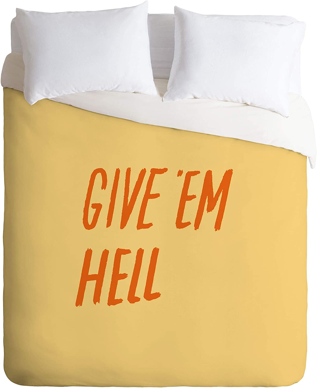 Price:$149.00 73745-dvwseq Julia Walck Give Em Hell Duvet Set with Pillowcase(s), Queen/Full, Yellow : Home & Kitchen