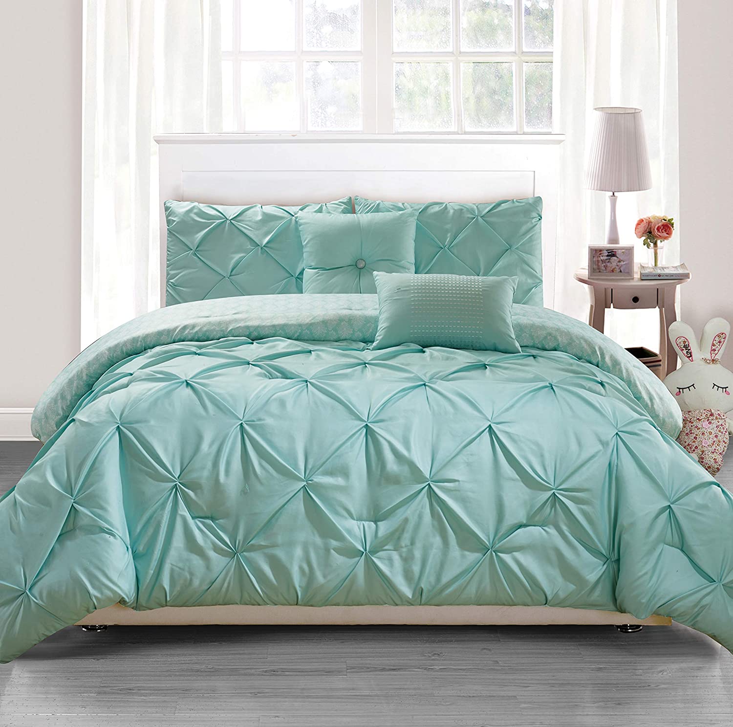 Price:$59.99 + Bash Chunee Medallion Print/Pintuck Duvet Set, Full/Queen, Seafoam : Home & Kitchen