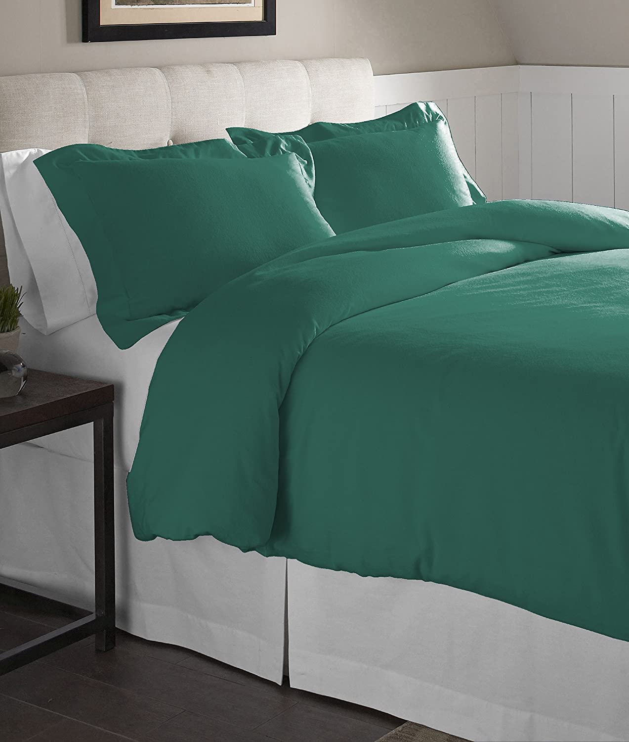 Price:$31.30 Flannel Oversized Duvet Set, Twin, Moss : Home & Kitchen