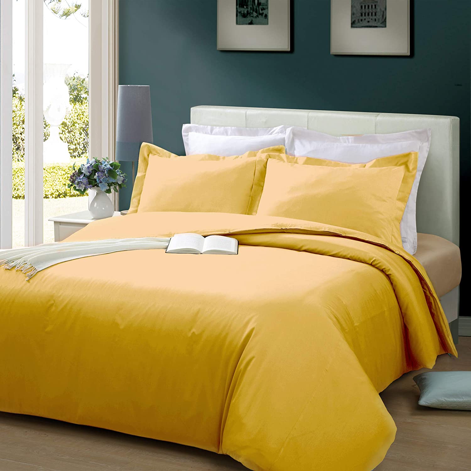Price:$48.92 Ridge Home Fashions 300 Thread Count Sateen Mini King in DEEP Gold Color Duvet Cover Set : Home & Kitchen