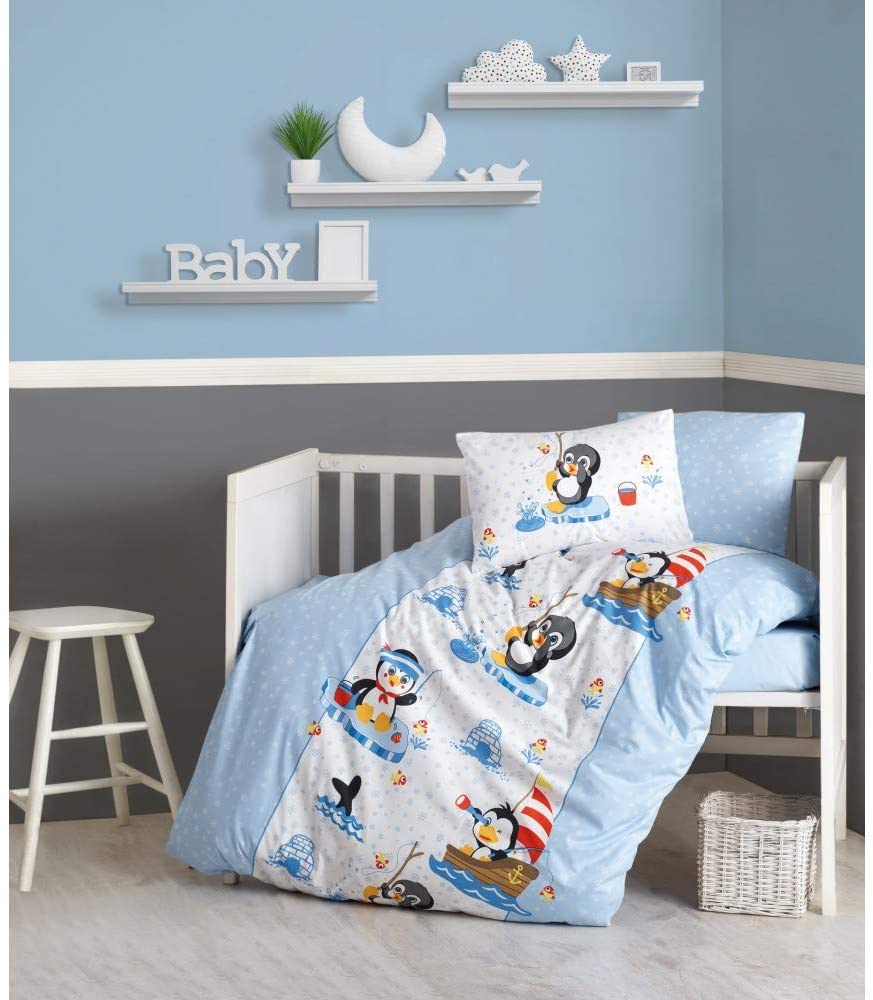 Price:$49.99 Nature - Cotton Box, Baby Duvet Cover Set, Cotton, Suitable for up to 60" x 40" Bed Size, (Patterns) are Available. (Penguin) : Home & Kitchen