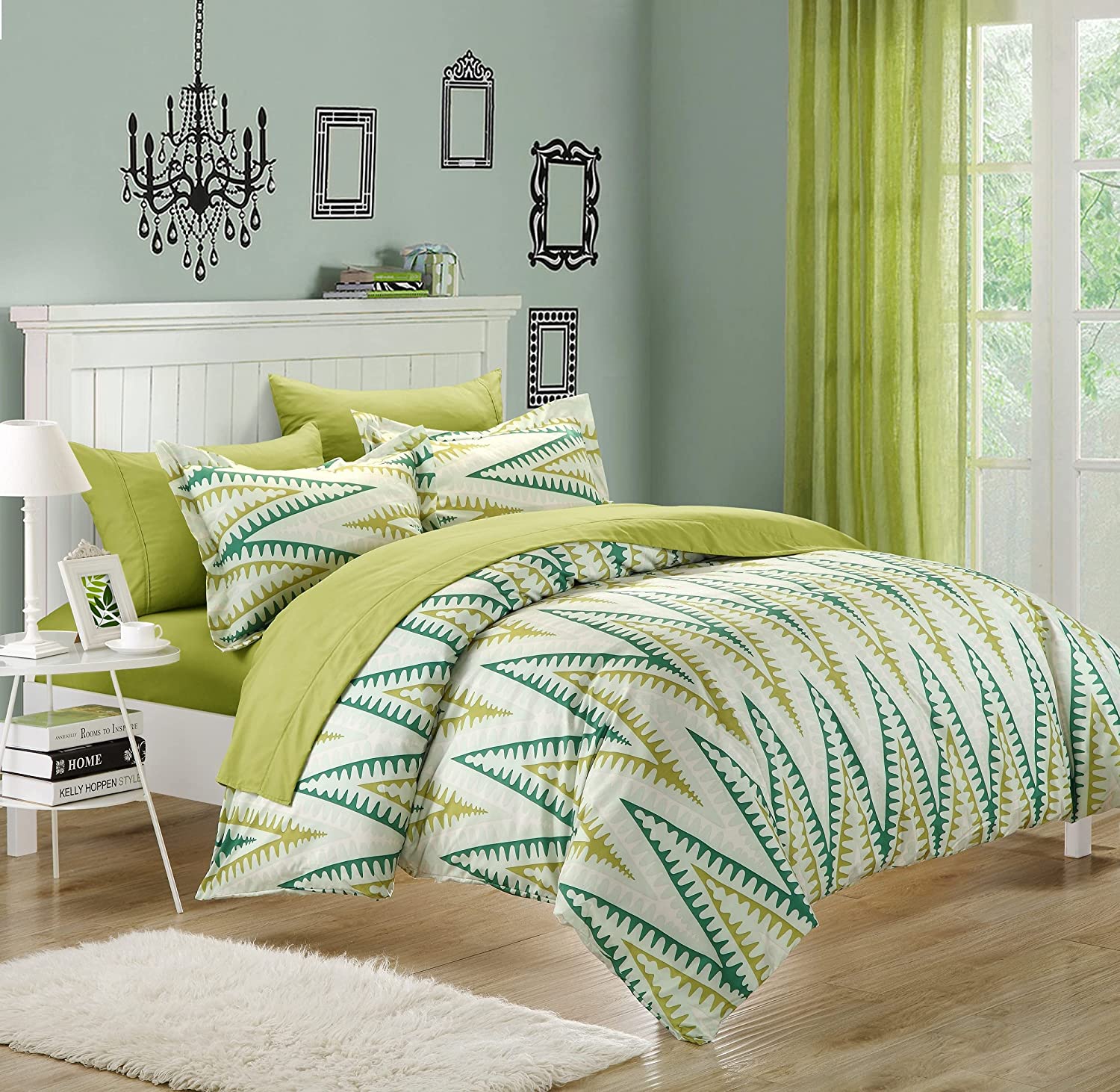 Price:$72.26 Home Selina 7-Piece Duvet Cover Set, Full, Green : Home & Kitchen