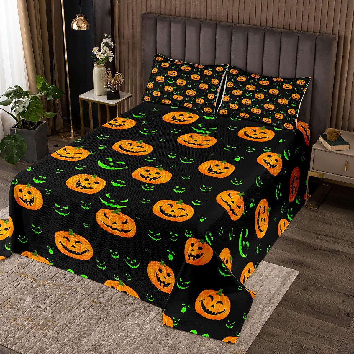 Price:$41.99 Fairy Halloween Bedspread Twin Size, Cartoon Pumpkin Lantern Print Bedding Set Fashion Luxury Coverlet Set for Boys Girls Room, Soft Modern Fashion Festival Gifts Quilted Duvet : Home & Kitchen