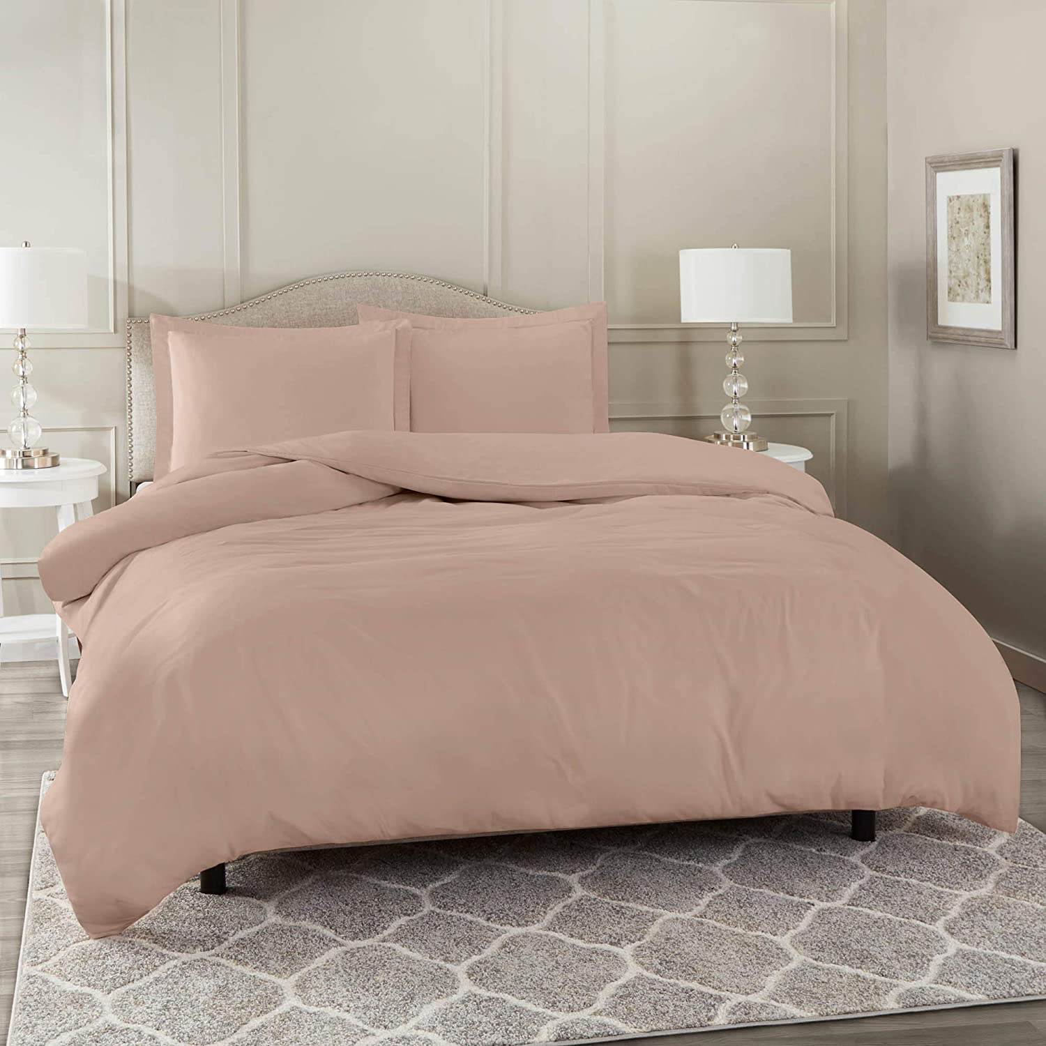 Price:$86.79 Cover 4 Piece Set - 100% Cotton 800 Thread Count Sateen Weave - 1 Button Closure Cover, 1 Fitted Sheet 15" Deep Pocket and 2 Pillow Shams, Taupe - Twin, Set : Home & Kitchen