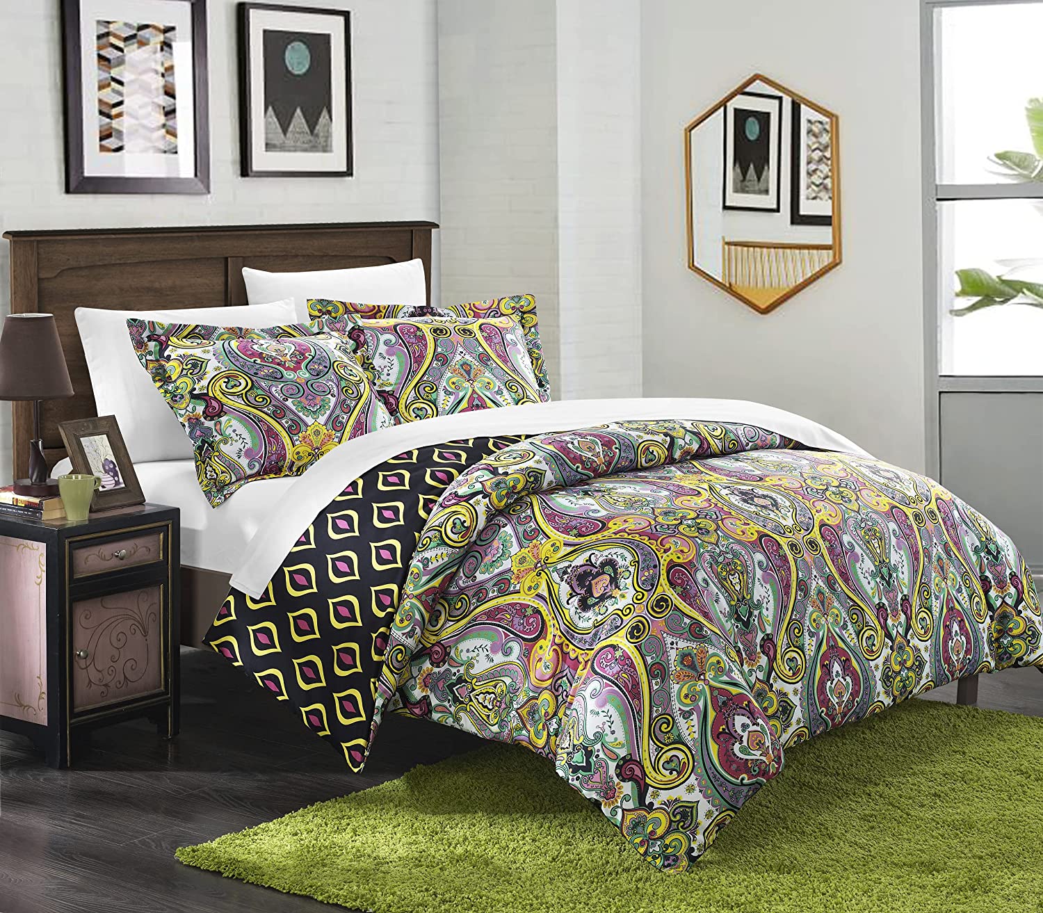 Price:$45.17 Home 2 Piece Paisley Global Inspired Delhi Reversible Duvet Set, Twin, Purple : Home & Kitchen