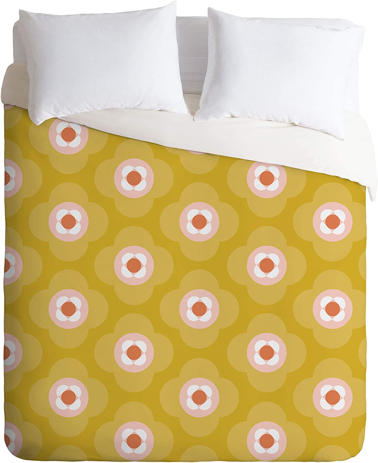 Price:$149.00 72015-dvwseq Beshka Kueser Shapes As Flowers Yellow Duvet Set with Pillowcase(s), Queen/Full, Yellow : Home & Kitchen
