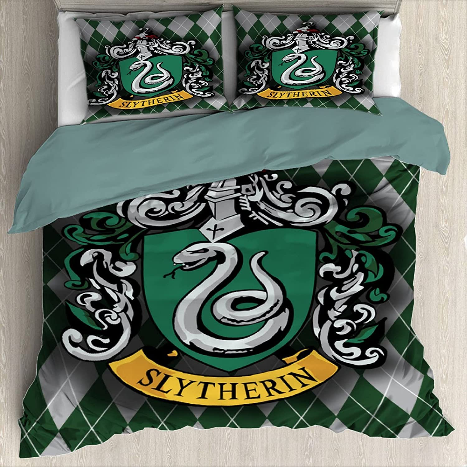 Price:$94.99 Sly-therin Comforter Cover Luxury Soft 3 Piece Bed Sets 1 Quilt Cover 2 Pillowcases – Ultra Soft Microfiber Bedroom Set Queen 90x90in : Home & Kitchen