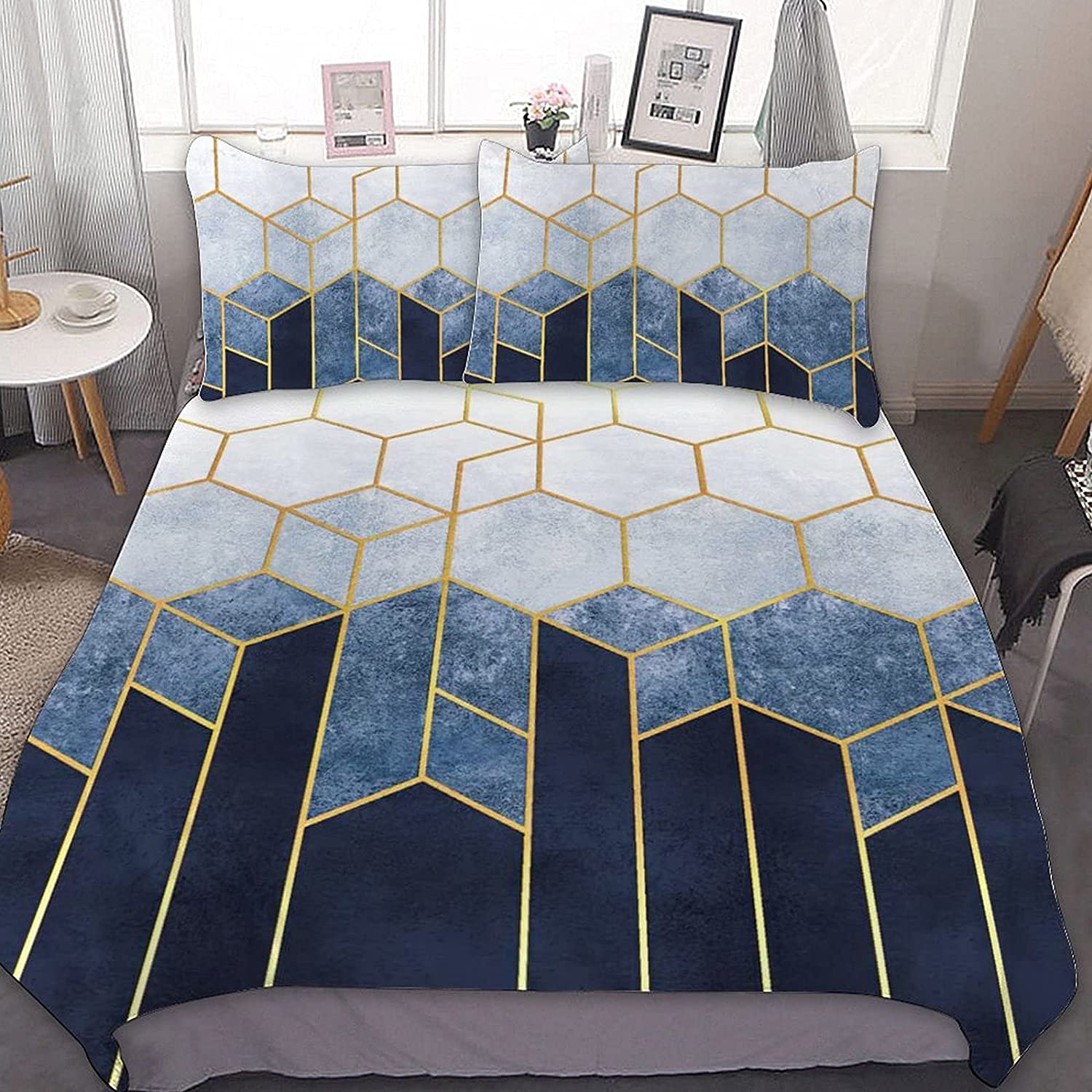 Price:$50.69 Marble Print Geometric Design Bedding Sets Quilt Set Ultra Soft Duvet Comforter Set Cover Set for All Season 3 Pieces Queen/Twin Size（1 Quilt Cover + 2 Pillowcases） 90"x90" : Home & Kitchen