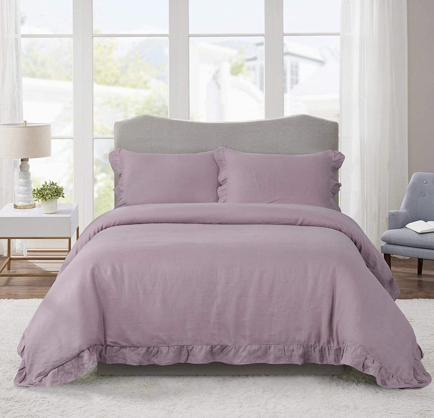 Price:$149.90 Stone Washed Linen Duvet Cover Set 3 Pieces,Queen 90 inches x 94 inches,Pillow Shams 20 inches x 26 inches : Home & Kitchen