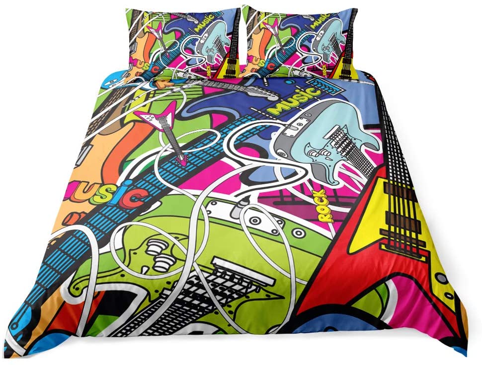Price:$39.90 3D Bedding Set Colorful Music Home Textiles Bedclothes Duvet Cover Sets 1 Duvet Cover with 1 Pillowcase (Twin) : Home & Kitchen