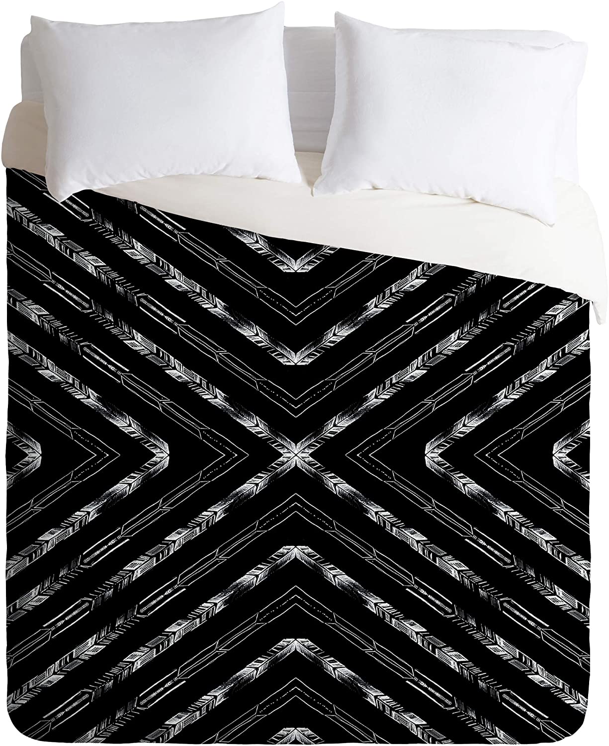 Price:$149.00 62428-dvwseq Pattern State Valencia Ink Duvet Set with Pillowcase(s), Queen/Full, Black : Home & Kitchen
