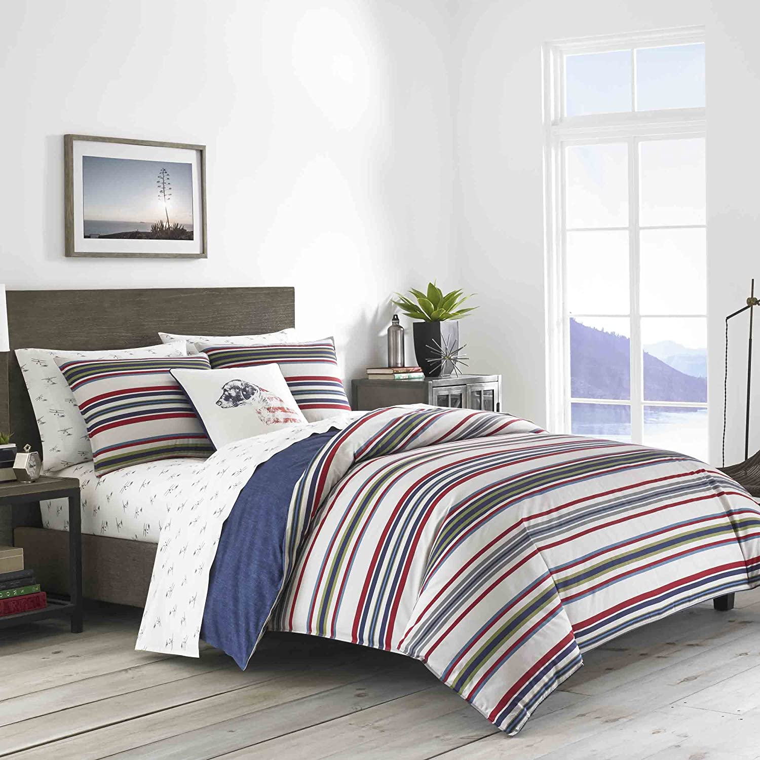 Price:$149.99 Bauer Brewster Stripe Bedding, King, Navy : Home & Kitchen