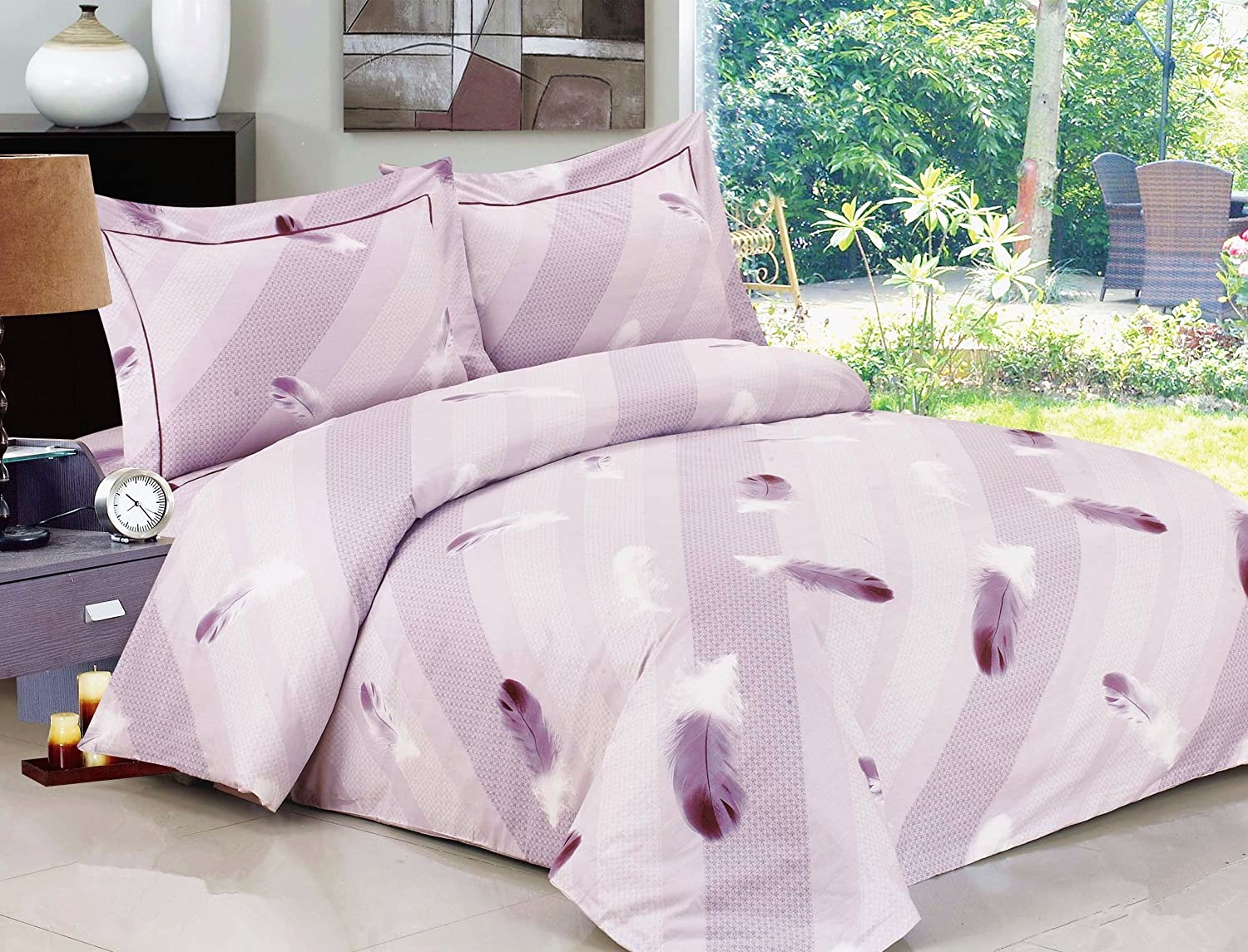 Price:$137.00 Linen French Feathers Collection 6 Full Duvet Set, 54" : Home & Kitchen