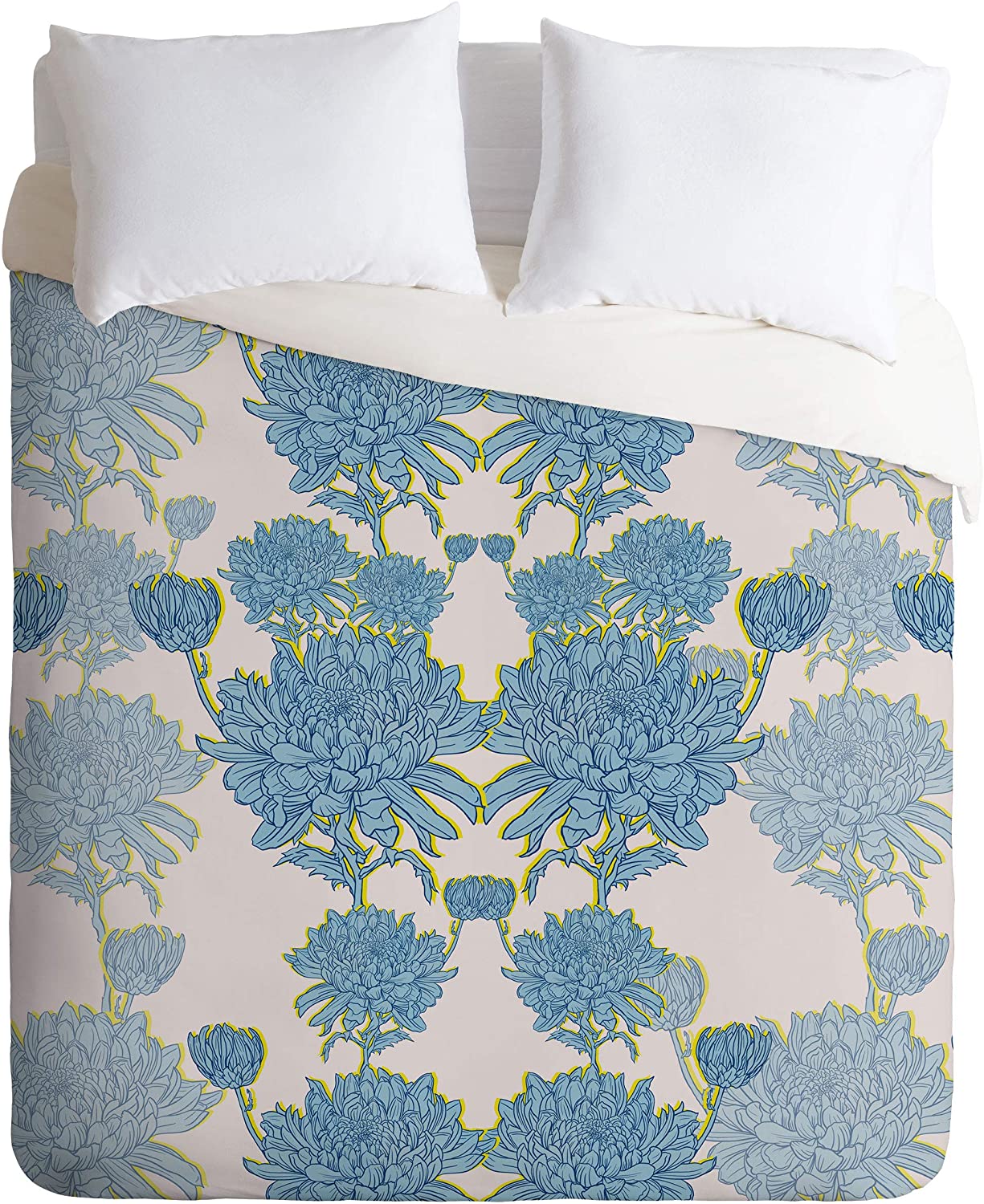 Price:$129.00 72701-dvwset Sewzinski Chysanthemum in Blue Duvet Set with Pillowcase(s), Twin/XL, Blue : Home & Kitchen