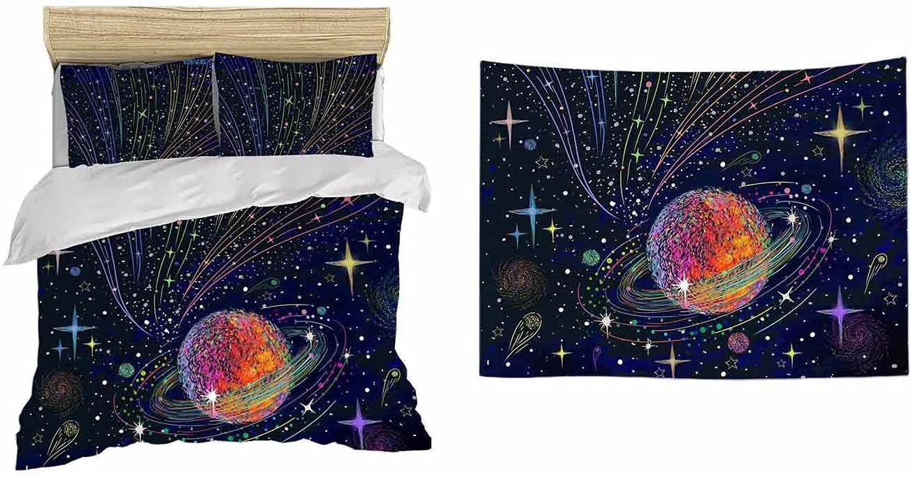 Price:$75.99 Galaxy Outer Space Bedding Set Twin Size 1PC Duvet Cover 68"x86", 1PC Pillow Shams 19"x29" with 1PC Tapestry 51"x59" : Home & Kitchen
