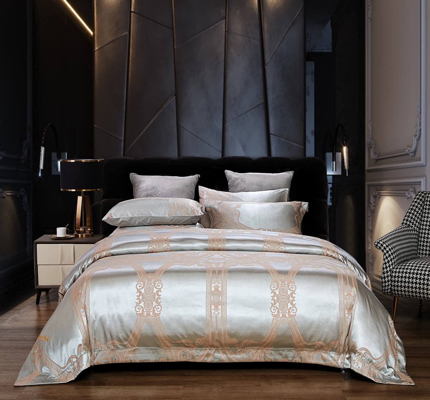 Price:$199.00 Piece Bedding Duvet Cover Set, Luxury Jacquard Top, 100% Soft Combed Cotton Inside, Superior Comfort, Breathable, Machine Washable, King Size DM812K : Home & Kitchen