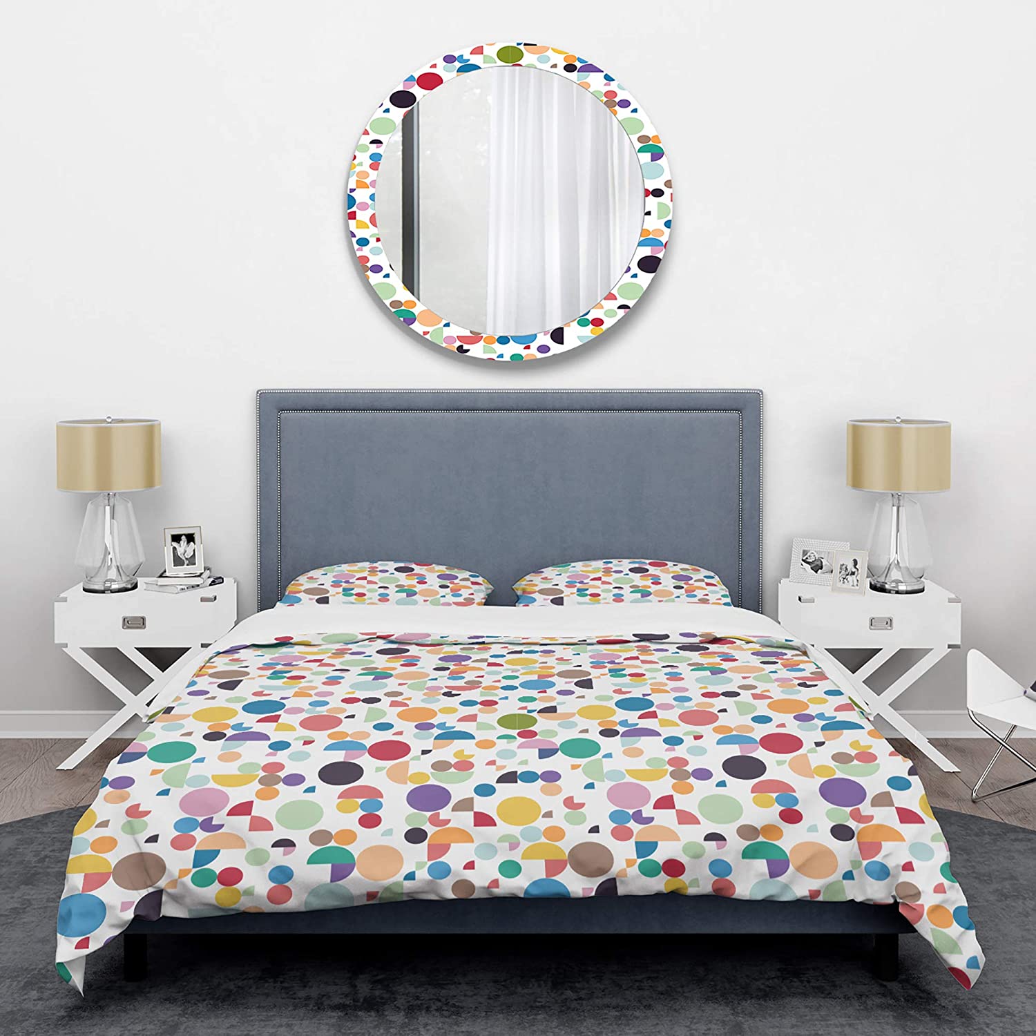 Price:$85.79 'Retro Abstract Circular I' Mid-Century Modern Duvet Cover Set : Home & Kitchen