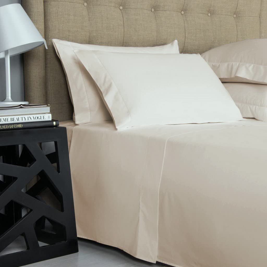 Price:$79.99 Thread Count 100% Cotton Sheet Ivory King Sheets Set, 4-Piece Long-Staple Combed Pure Cotton Best Sheets for Bed, Breathable, Soft & Silky Sateen Weave Fits Mattress Upto 18'' Deep Pocket : Home & Kitchen