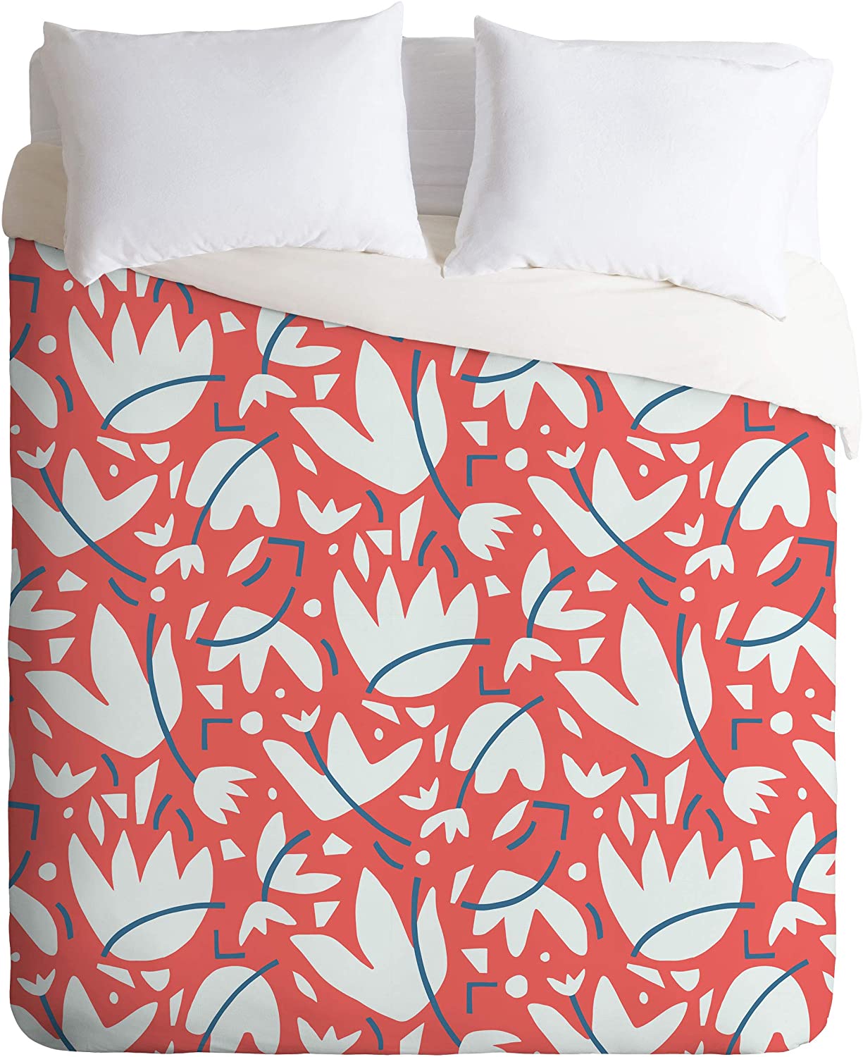 Price:$179.00 70077-dvqsek Studio Maluda Cut Out Floral Duvet Set with Pillowcase(s), King, Red : Home & Kitchen