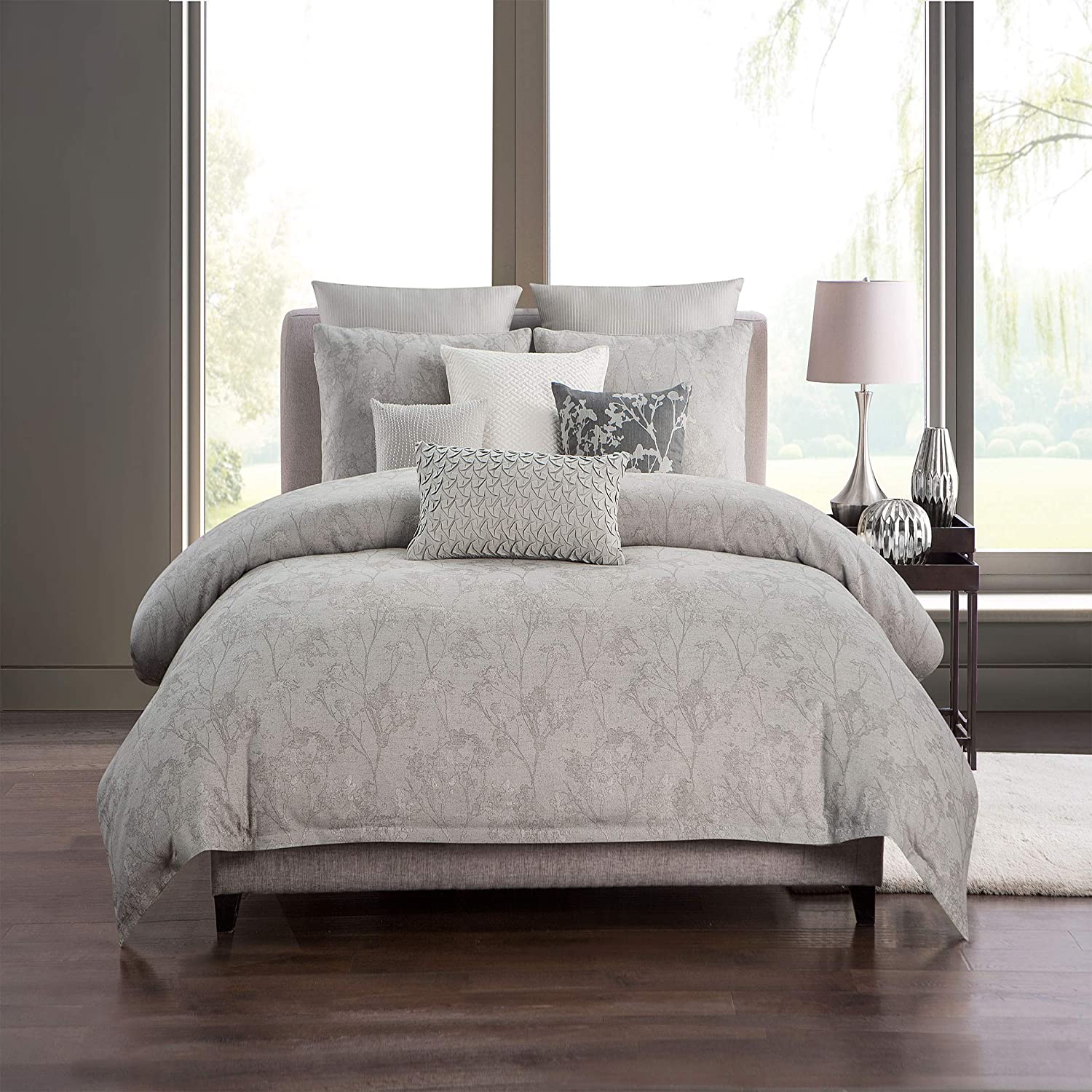 Price:$138.45 Grey Full/Queen 3PC Duvet Set : Home & Kitchen