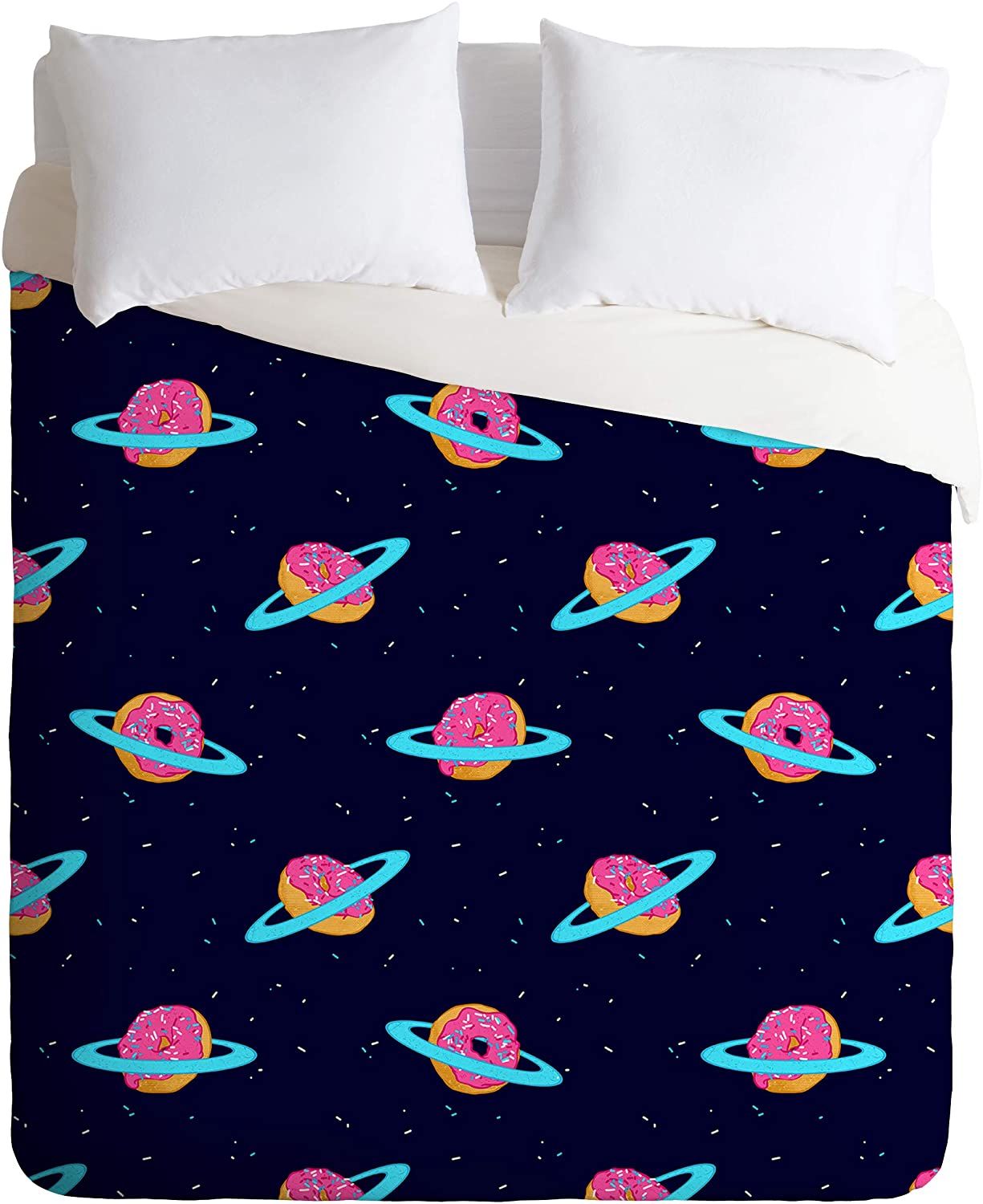 Price:$179.00 62847-dvqsek Evgenia Chuvardina Sugar Rings of Saturn Duvet Set with Pillowcase(s), King, Black : Home & Kitchen