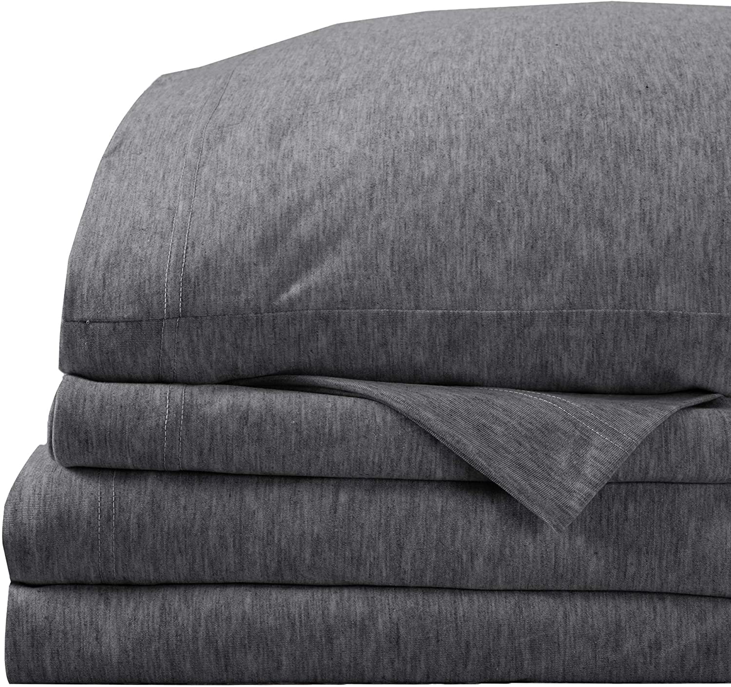 Price:$64.99 Soft Tech Knit Jersey Sheets. Breathable Lightweight T-Shirt Sheet Set. Brie Collection (California King, Dark Grey) : Home & Kitchen